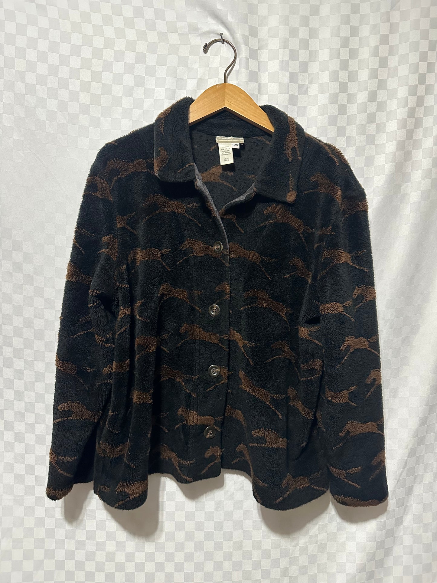 VINTAGE Coldwater Creek Horse Sherpa Feece Shacket | 2X