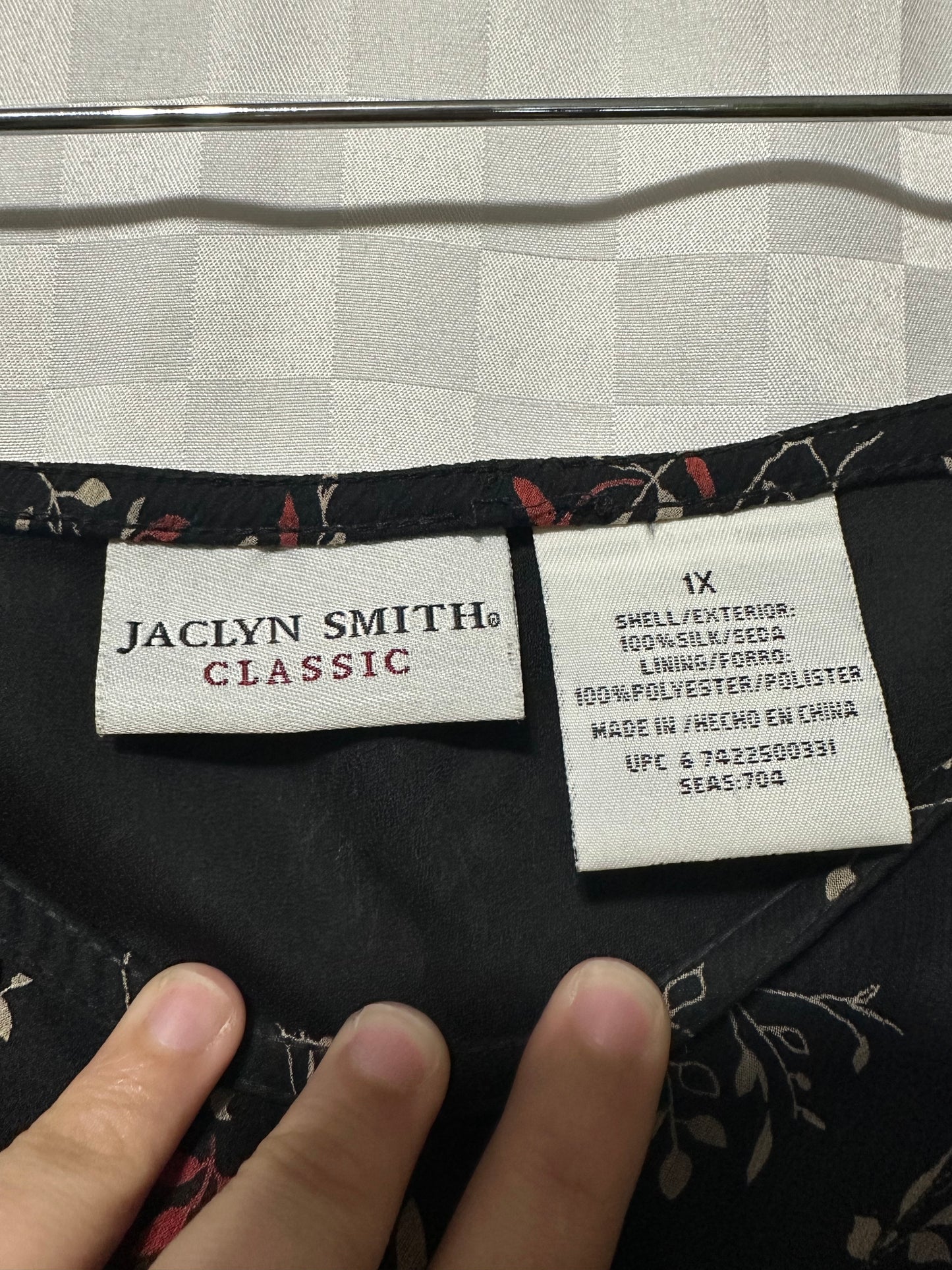 VINTAGE Jaclyn Smith Leaf Pattern Silk Skirt | 1X
