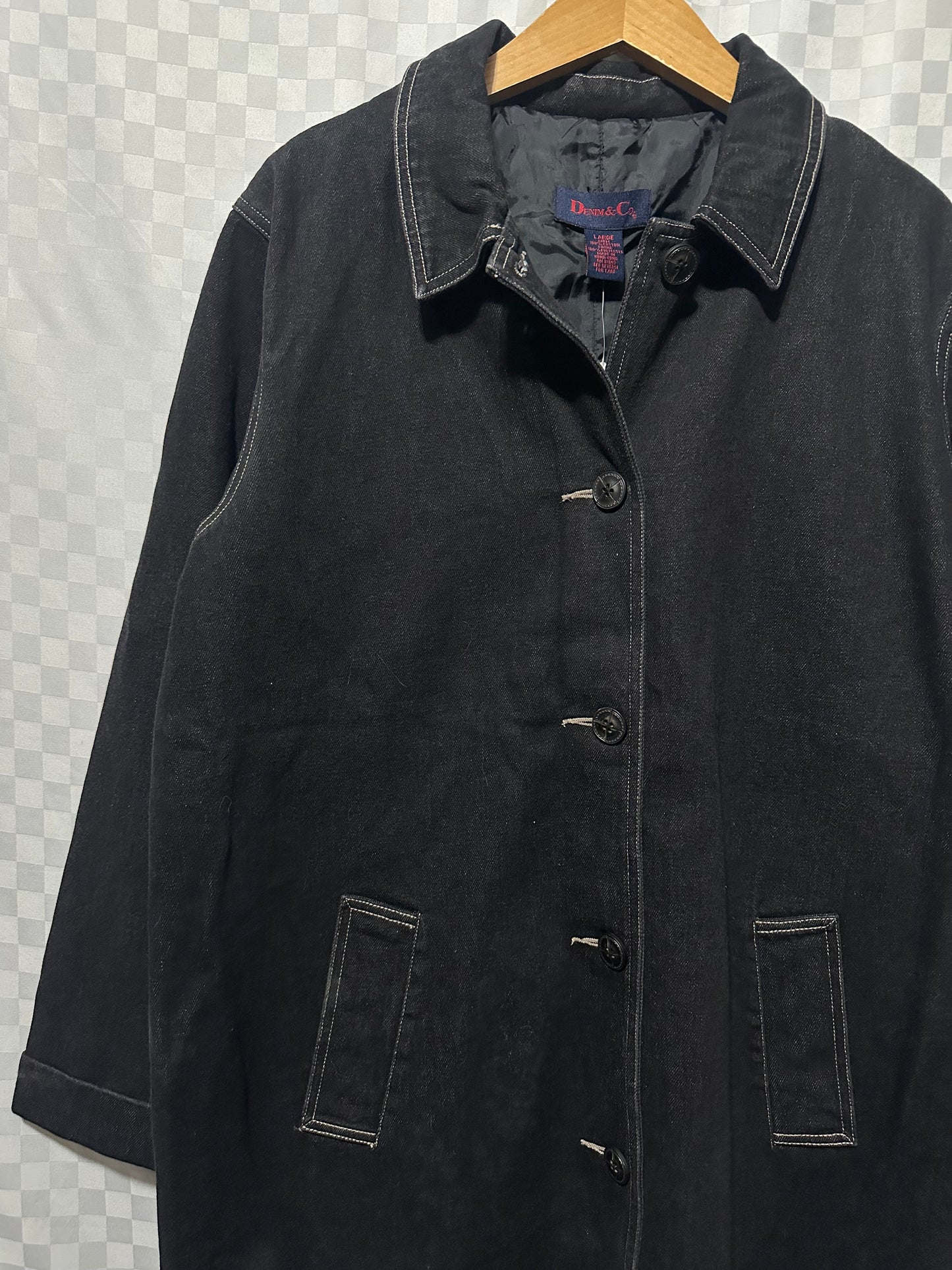 VINTAGE Denim & Co. Black Denim Jacket New w/ Tags | L