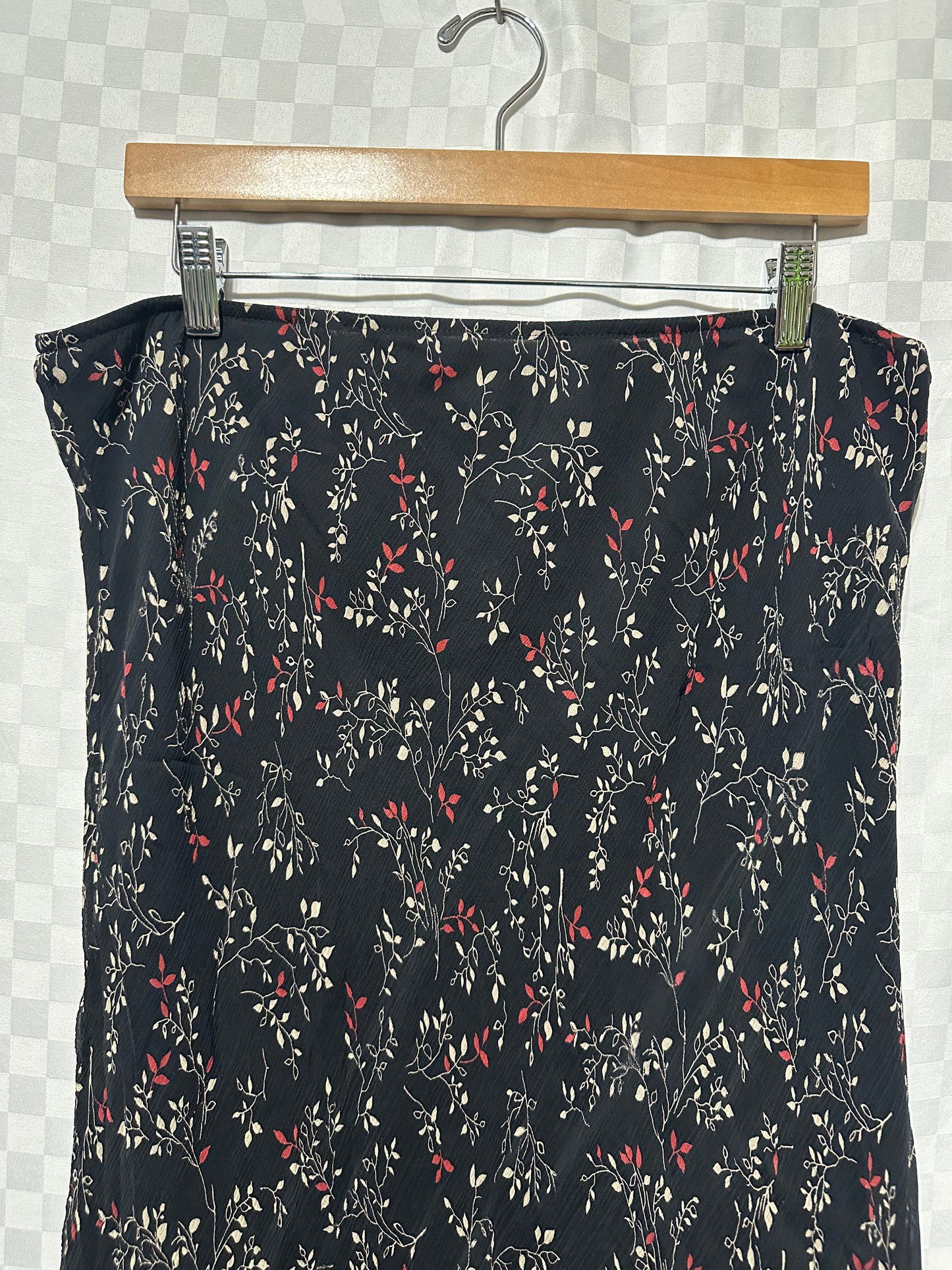 VINTAGE Jaclyn Smith Leaf Pattern Silk Skirt | 1X