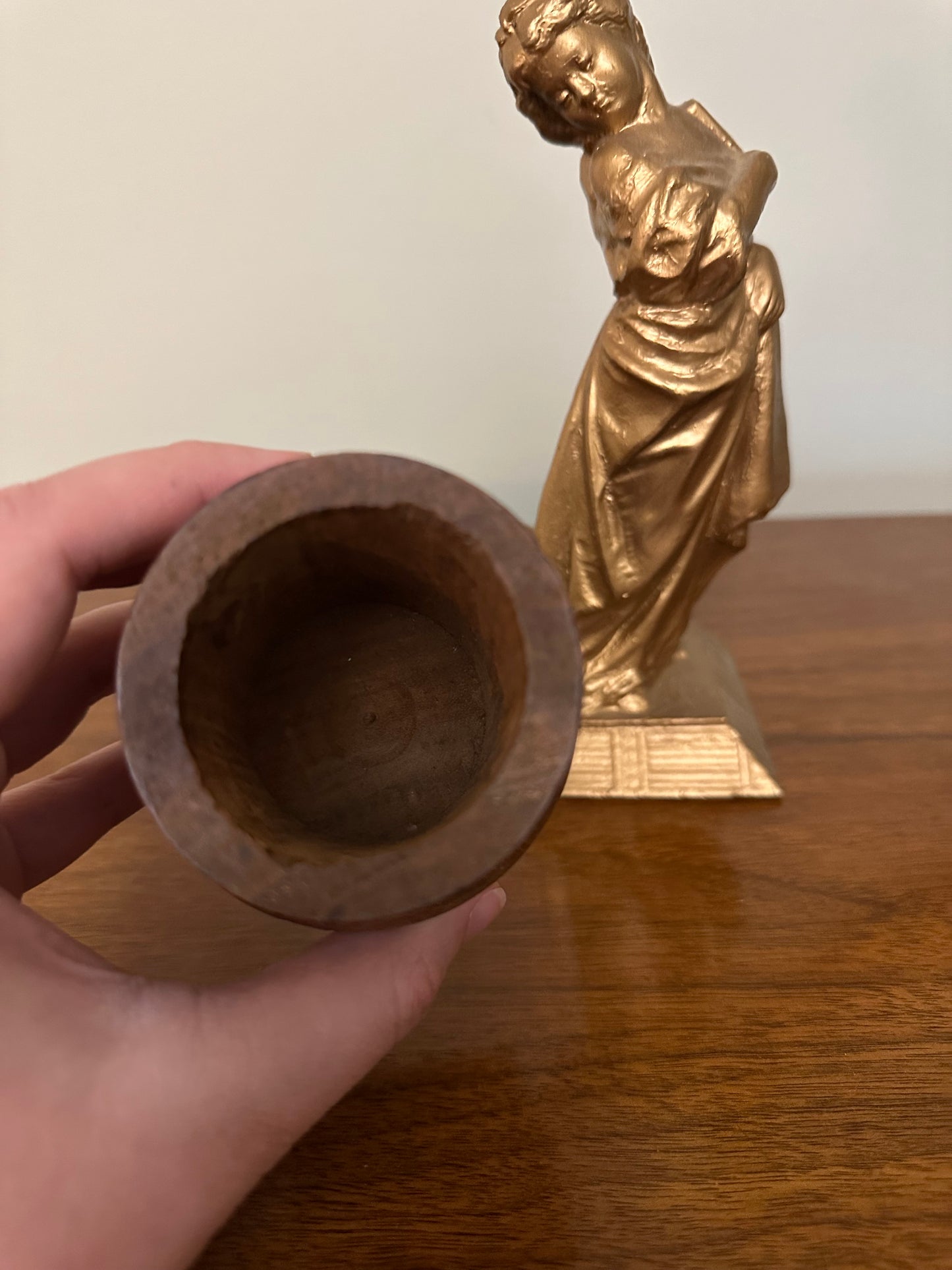 VINTAGE Hand-Carved Indian Rosewood Wooden Salt Cellar