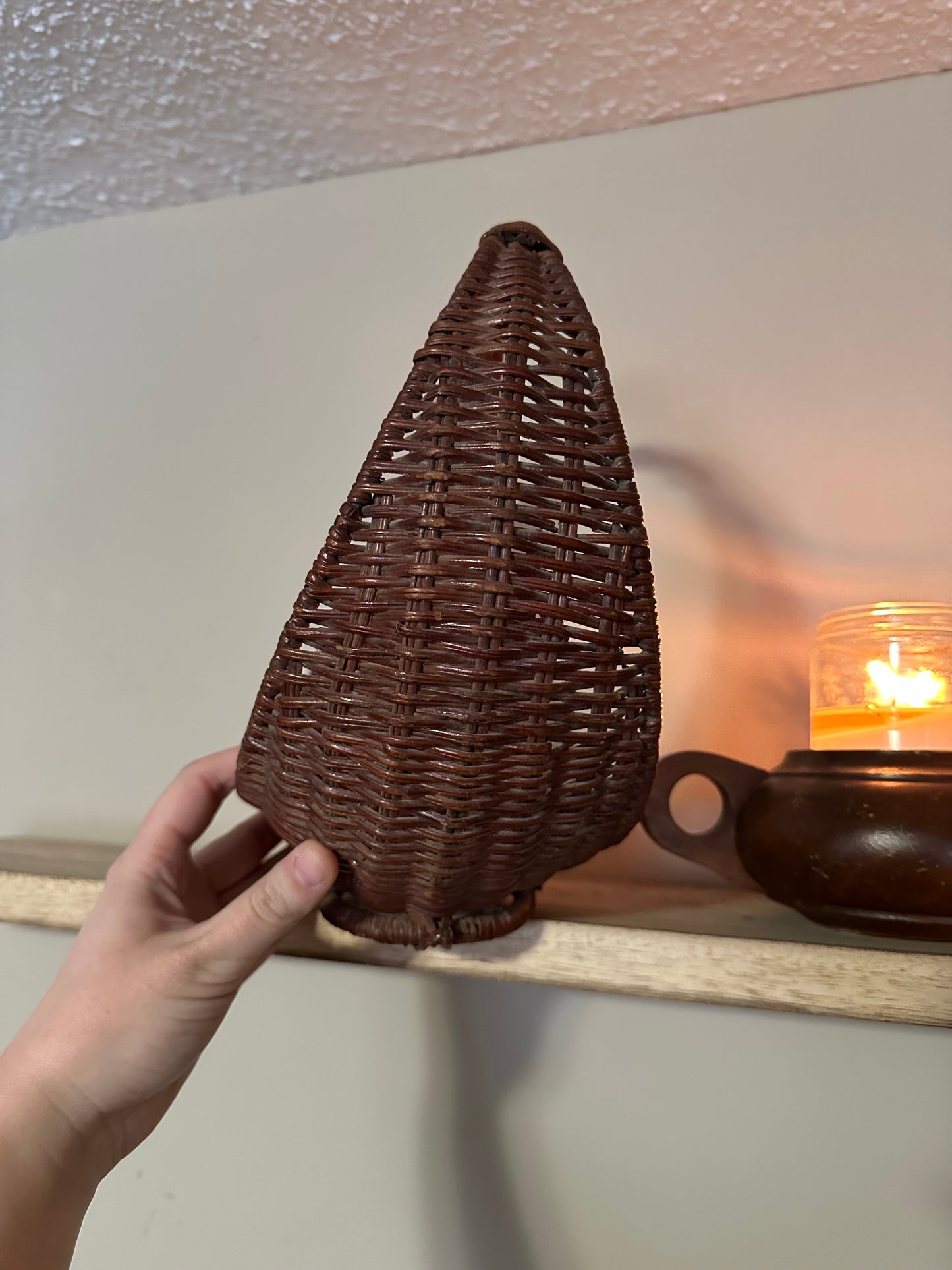 VINTAGE Wicker Crescent Basket