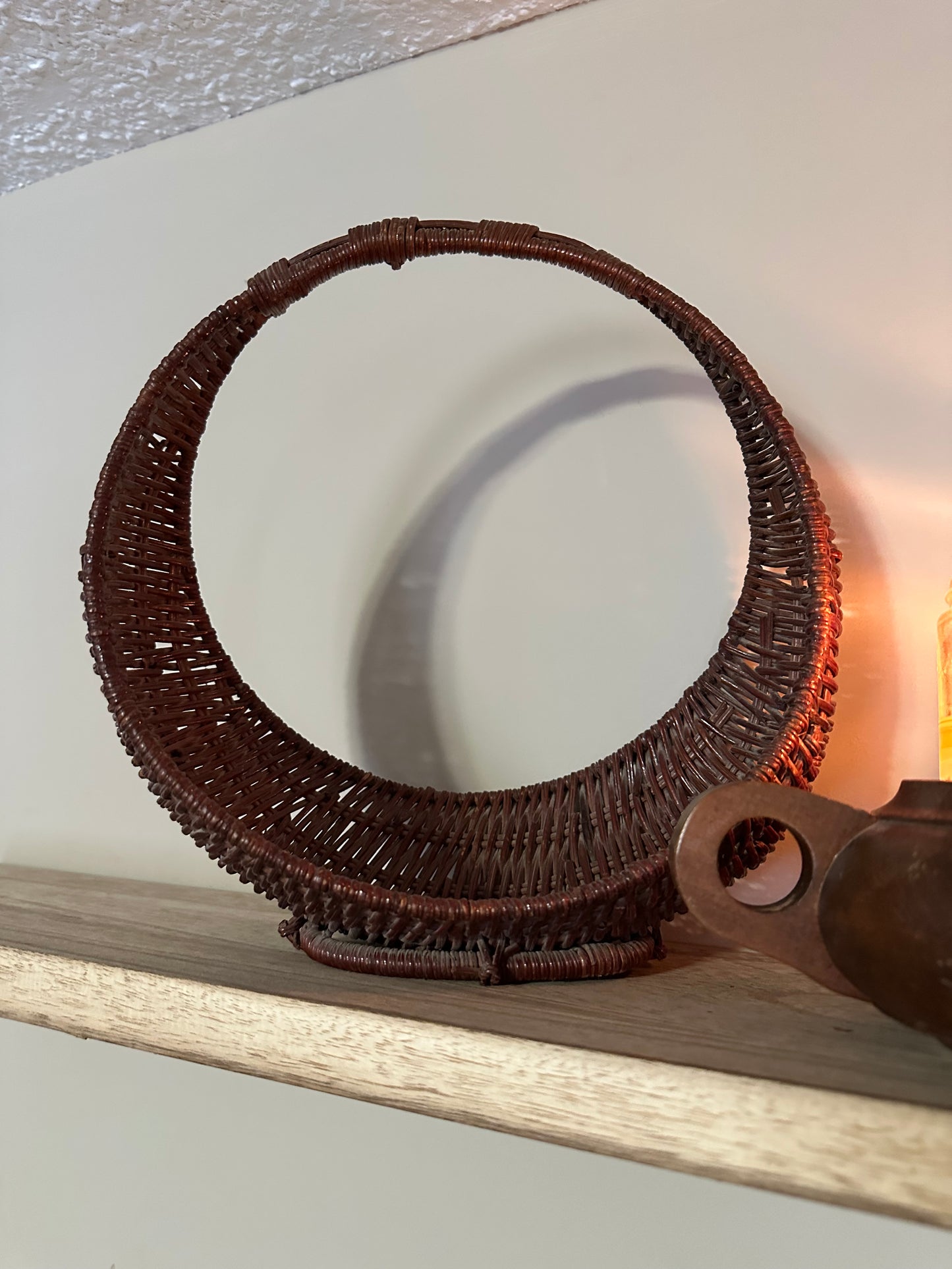 VINTAGE Wicker Crescent Basket