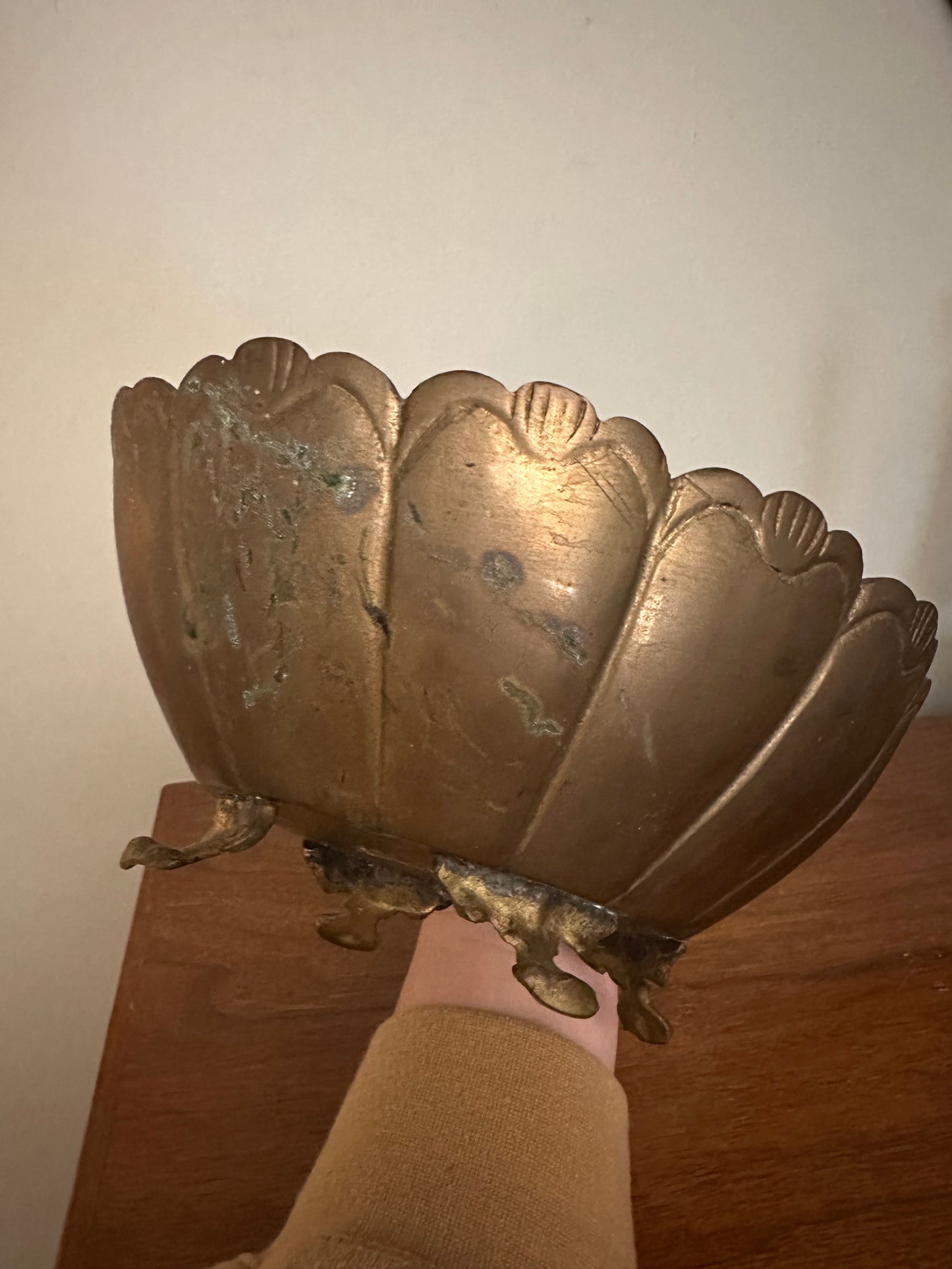 VINTAGE Footed Brass Bowl