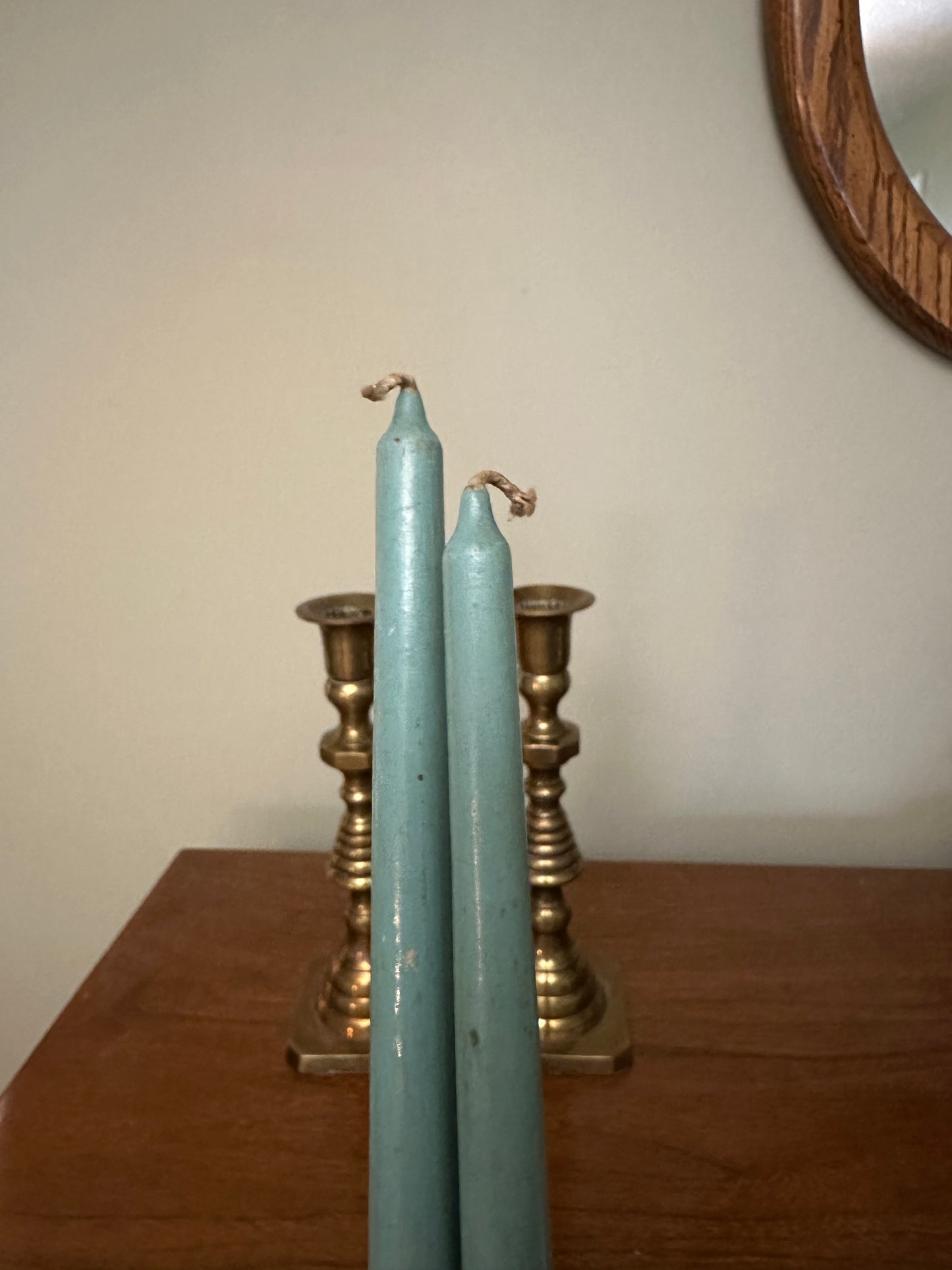 VINTAGE Wooden Painted Candlesticks
