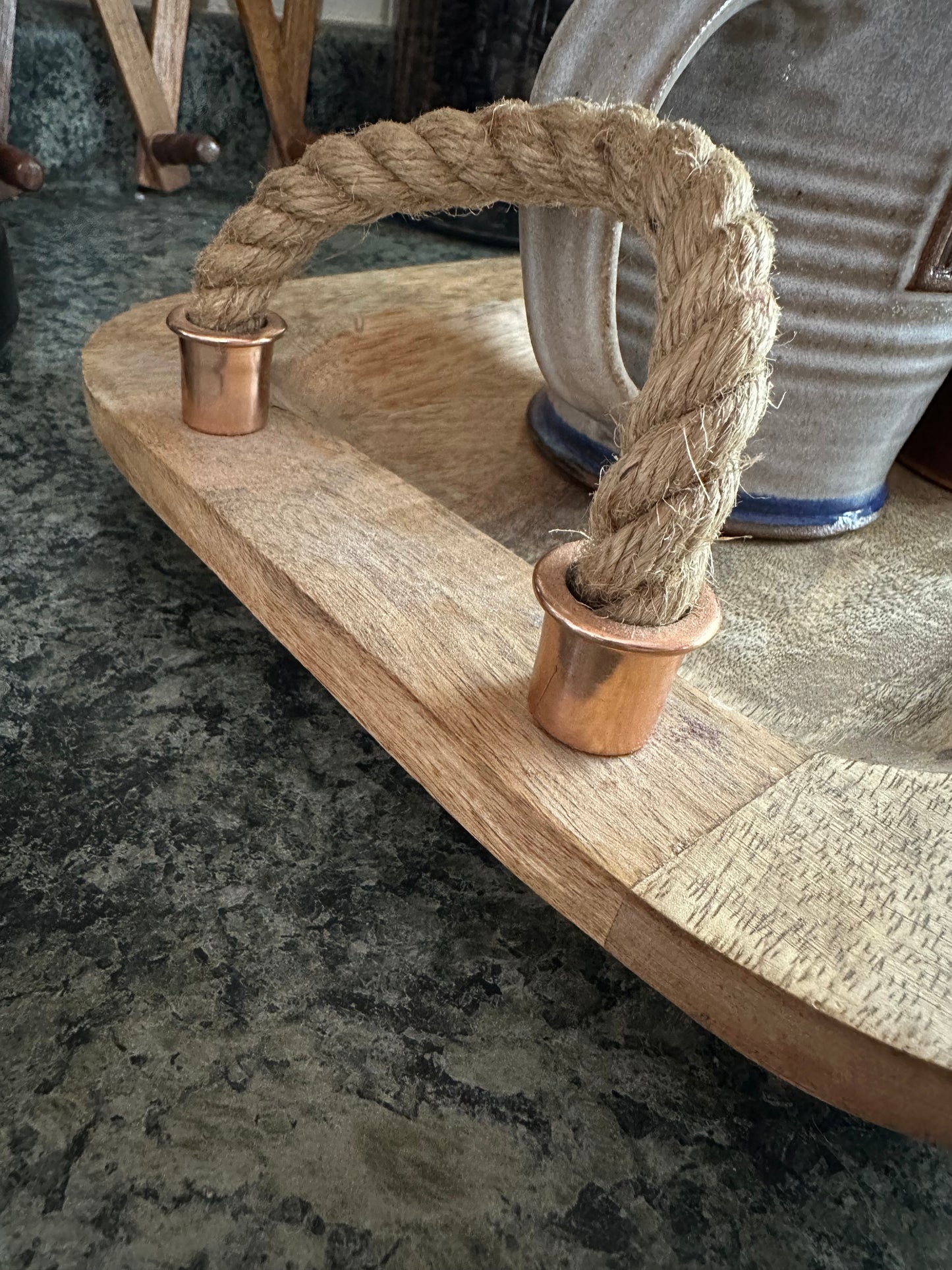 WOOD Tray w/ Jute Handles