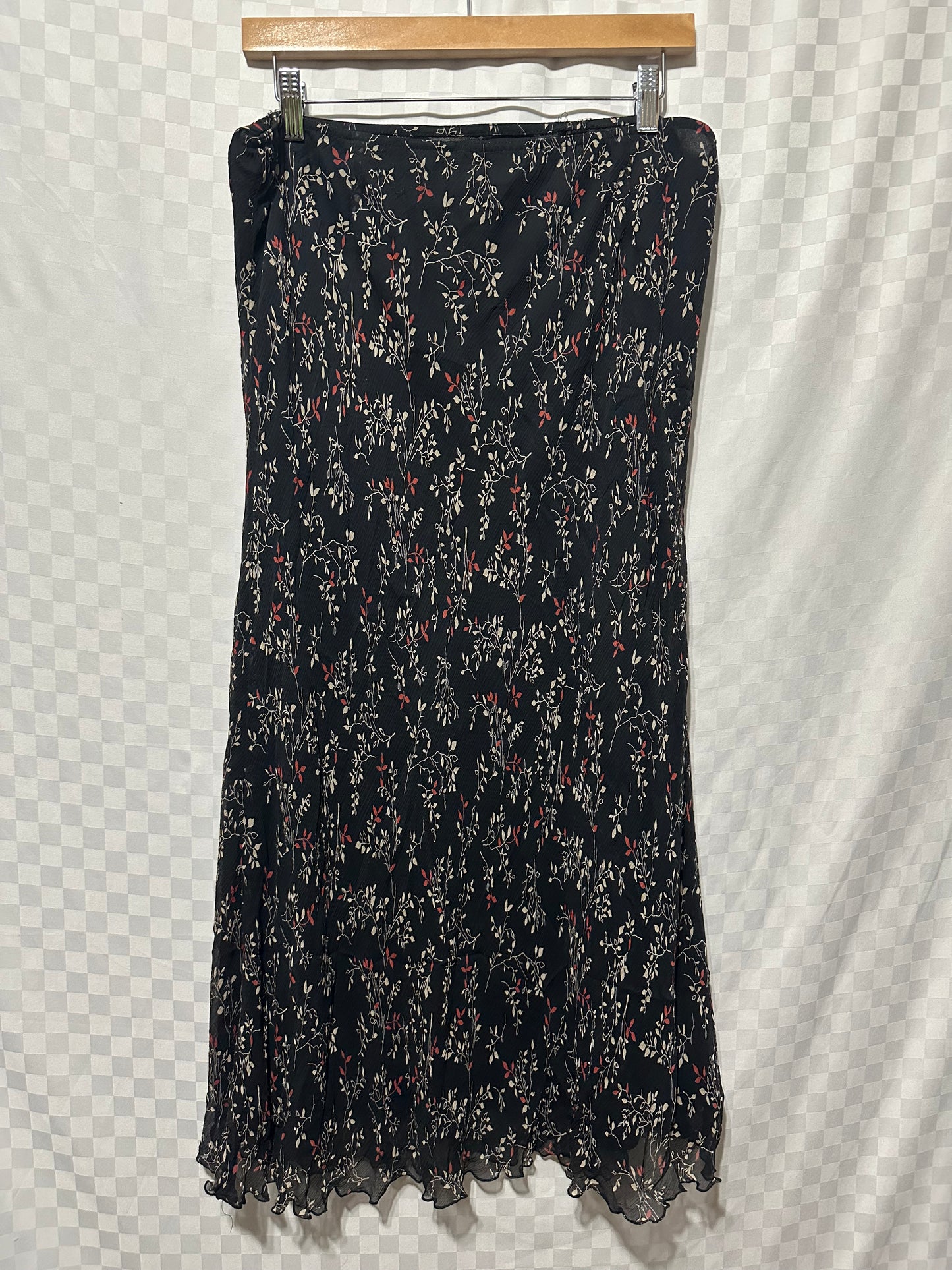 VINTAGE Jaclyn Smith Leaf Pattern Silk Skirt | 1X