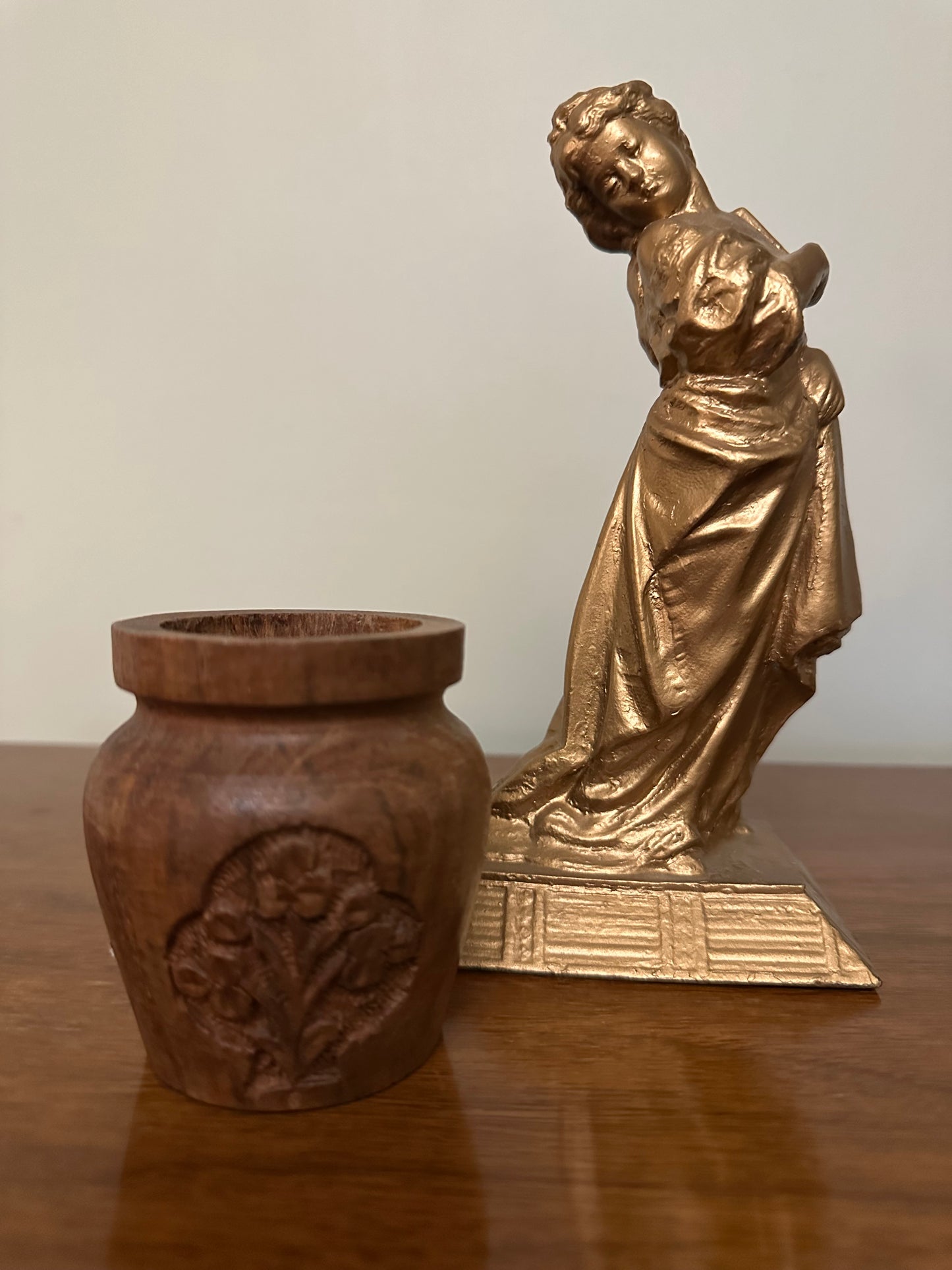 VINTAGE Hand-Carved Indian Rosewood Wooden Salt Cellar