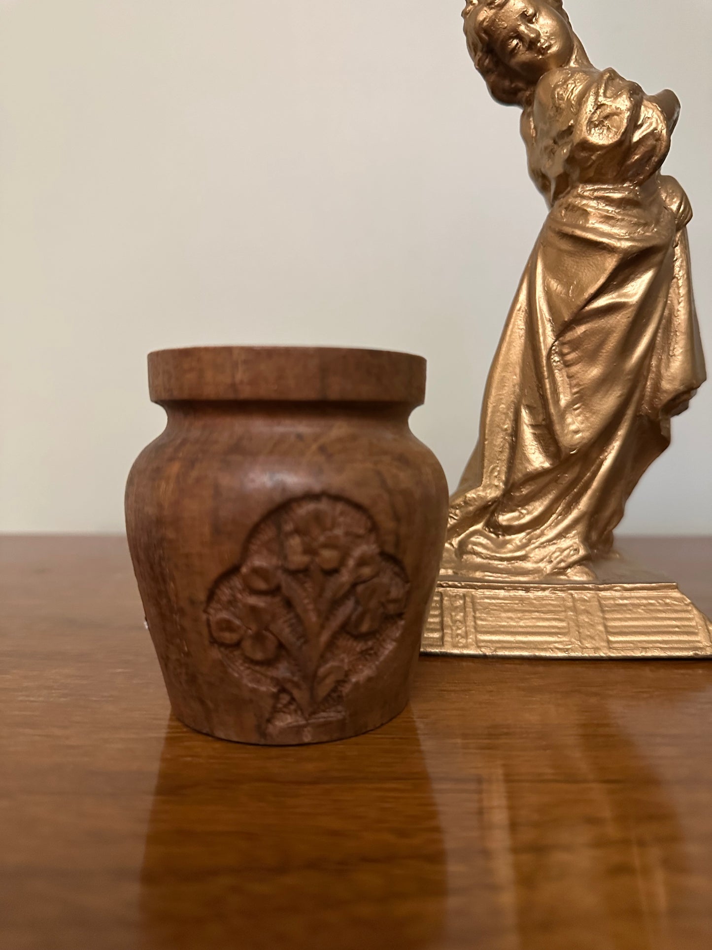 VINTAGE Hand-Carved Indian Rosewood Wooden Salt Cellar
