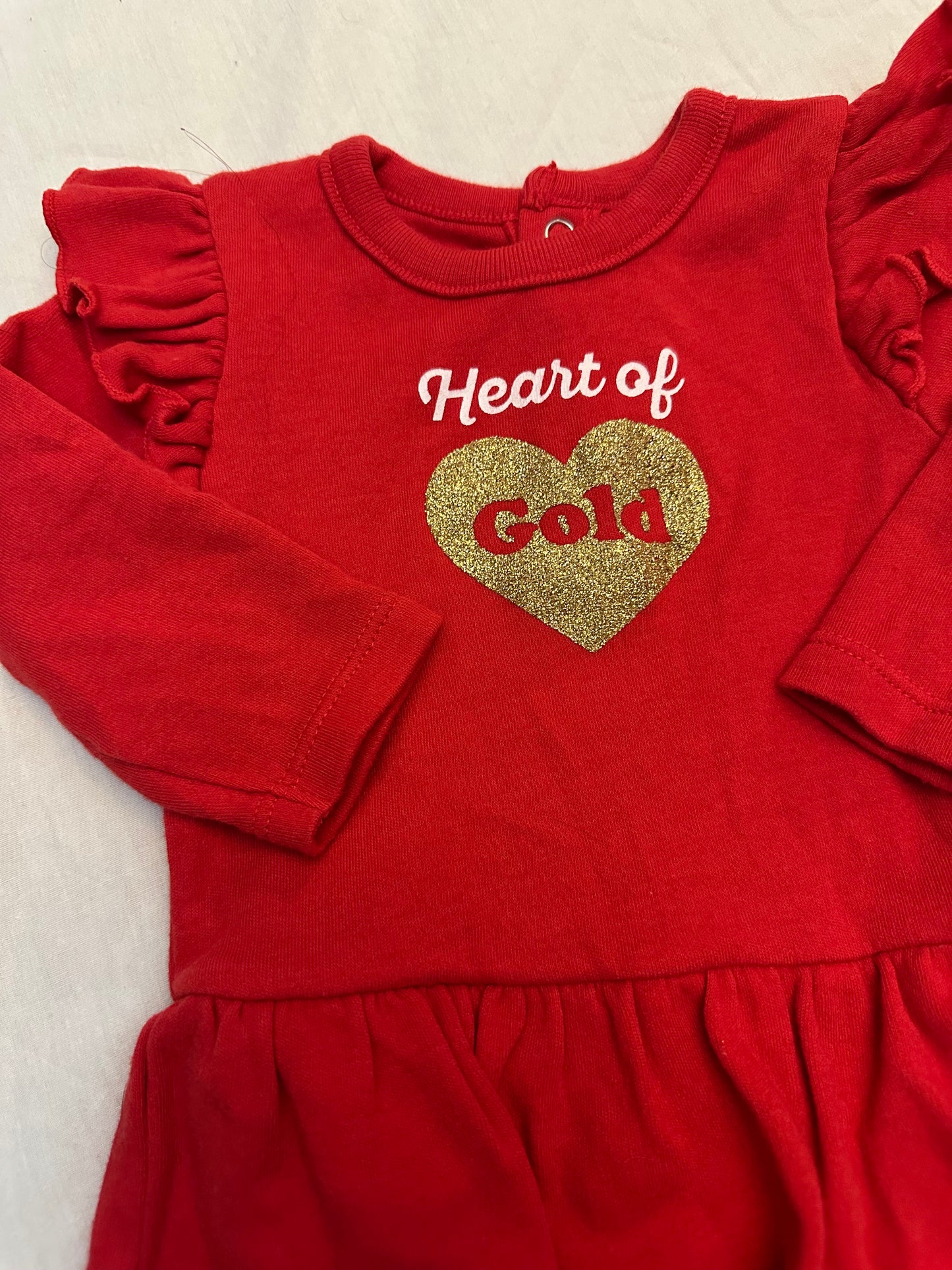 HEART OF GOLD Long Sleeve Onesie | 0-3M