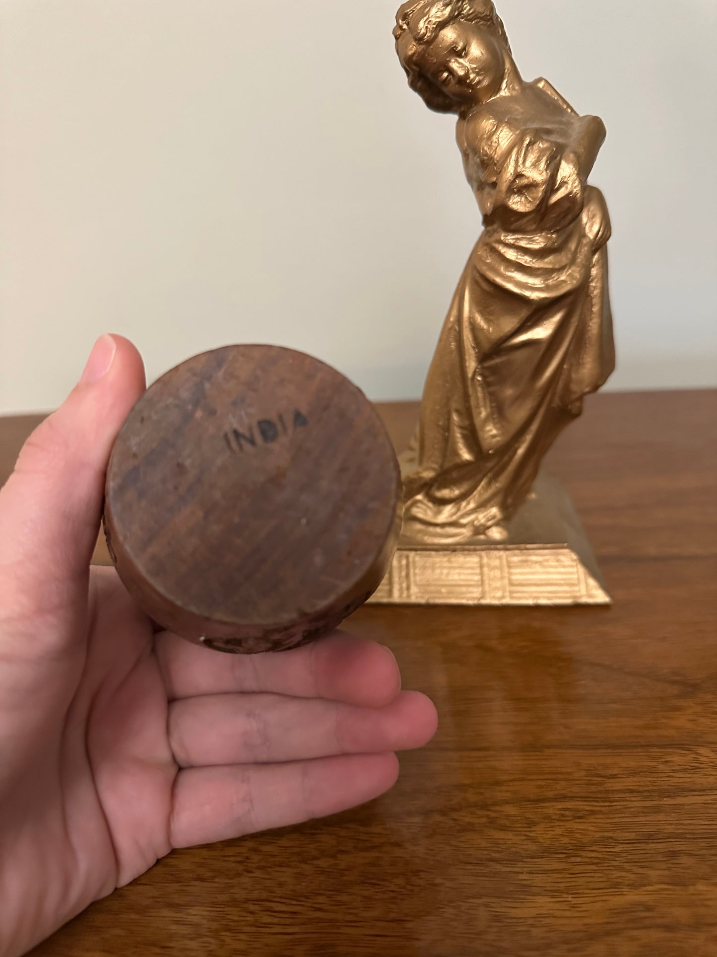 VINTAGE Hand-Carved Indian Rosewood Wooden Salt Cellar
