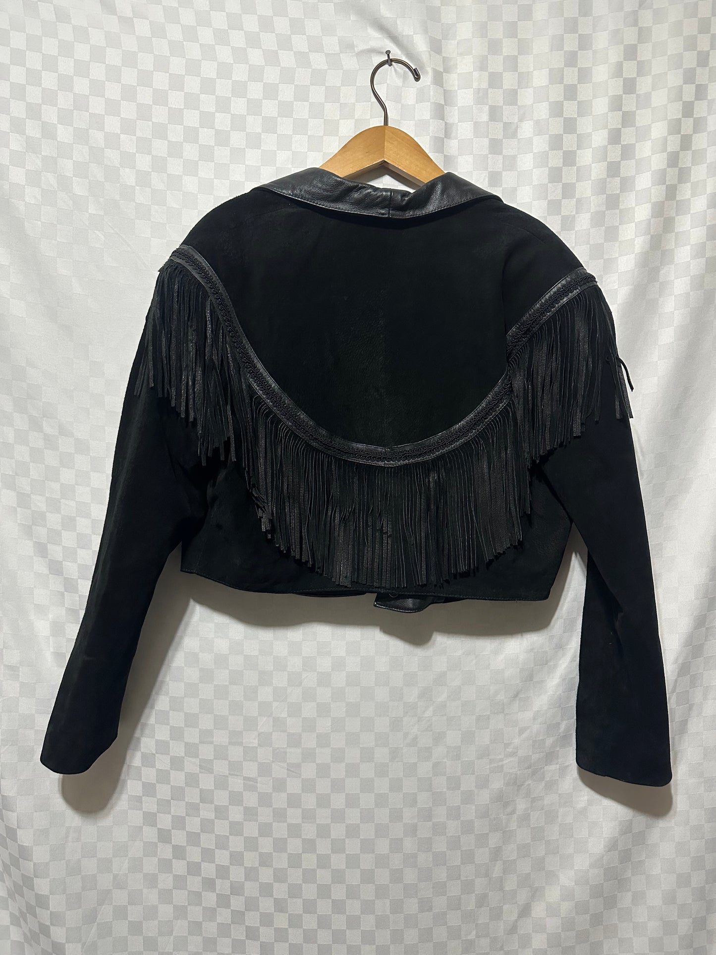 VINTAGE Wilsons Cropped Suede Fringe Leather Jacket | M