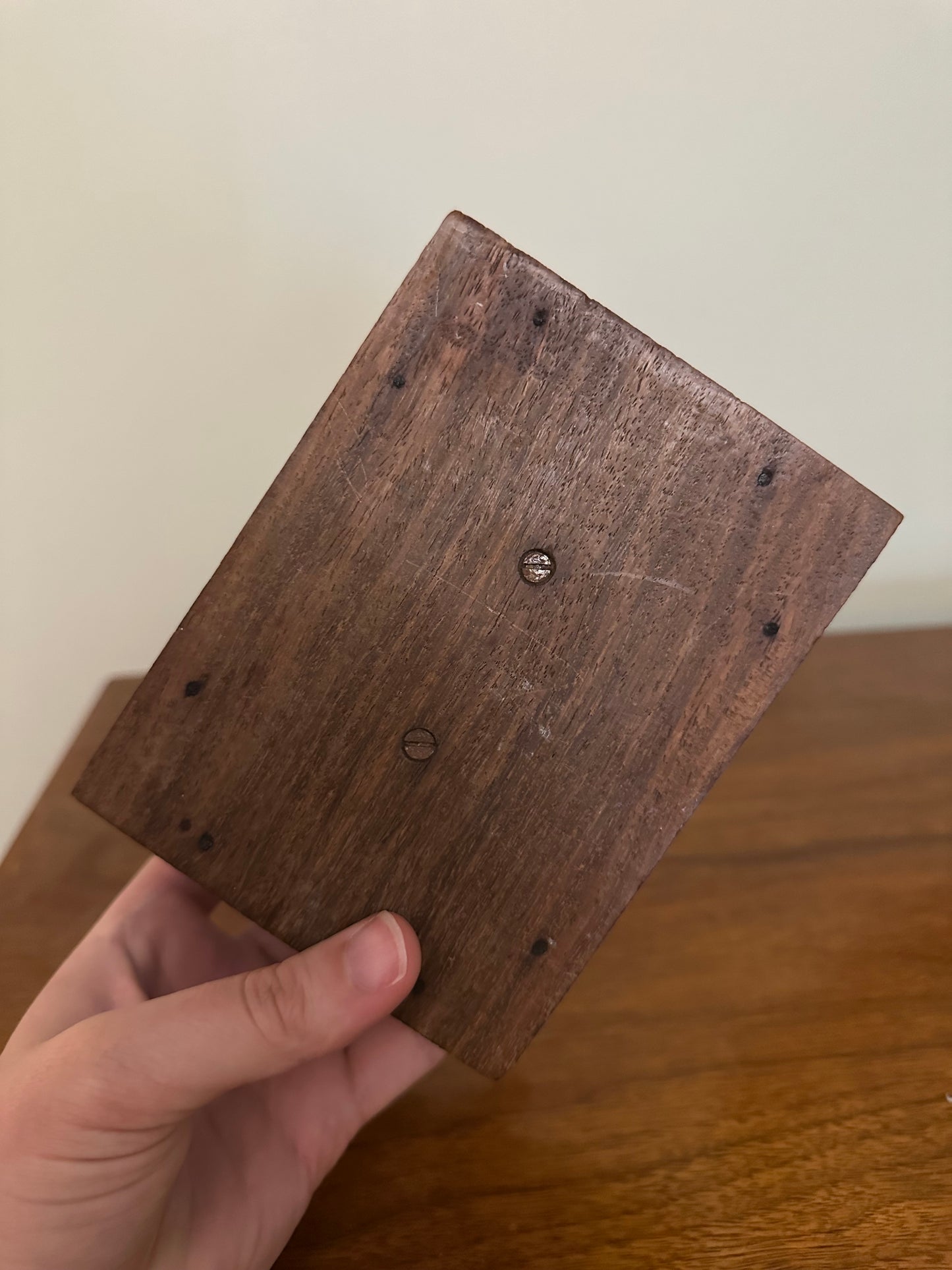 VINTAGE Hand-Carved Wooden Cigarette Dispenser Box