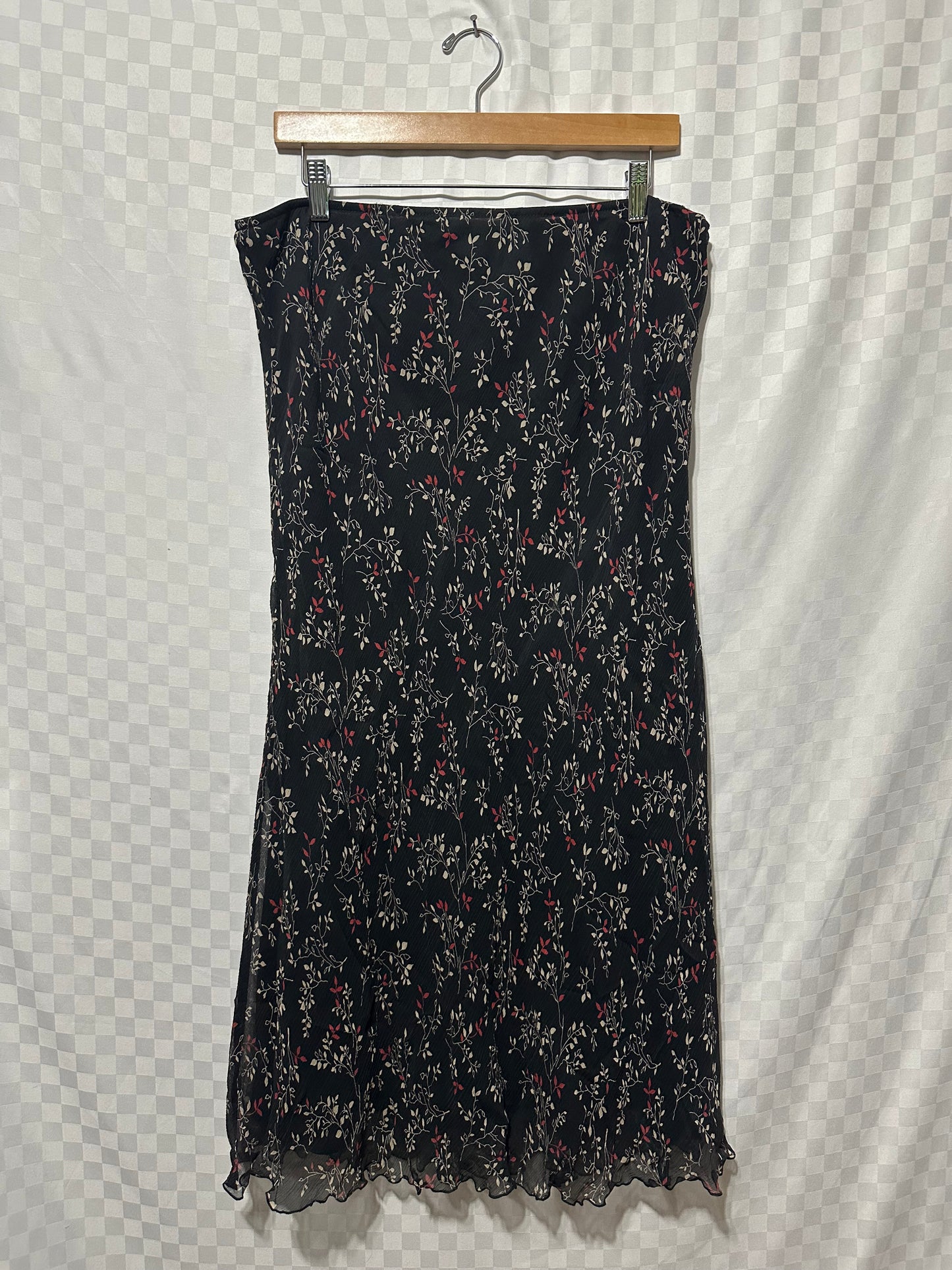 VINTAGE Jaclyn Smith Leaf Pattern Silk Skirt | 1X