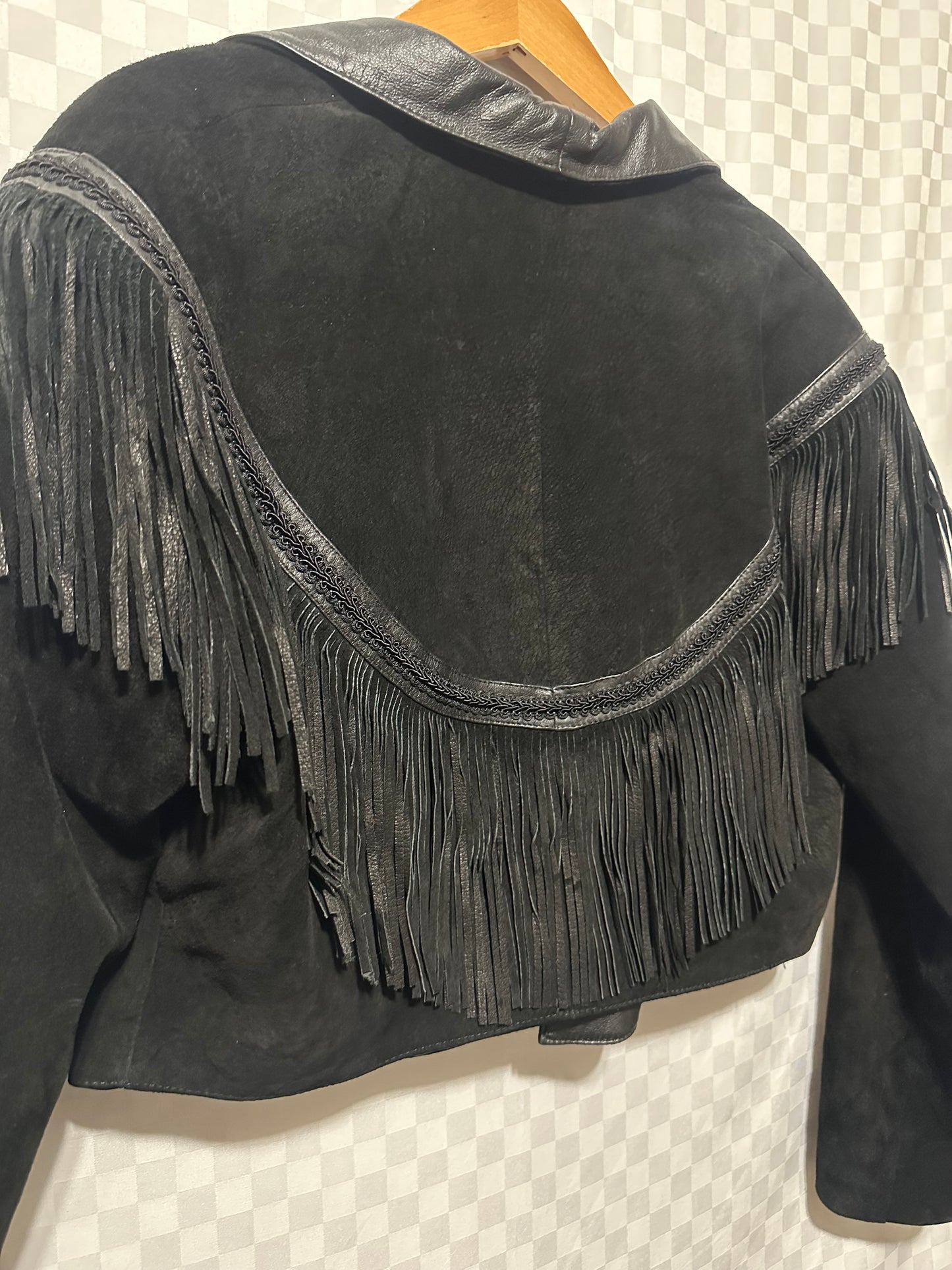 VINTAGE Wilsons Cropped Suede Fringe Leather Jacket | M