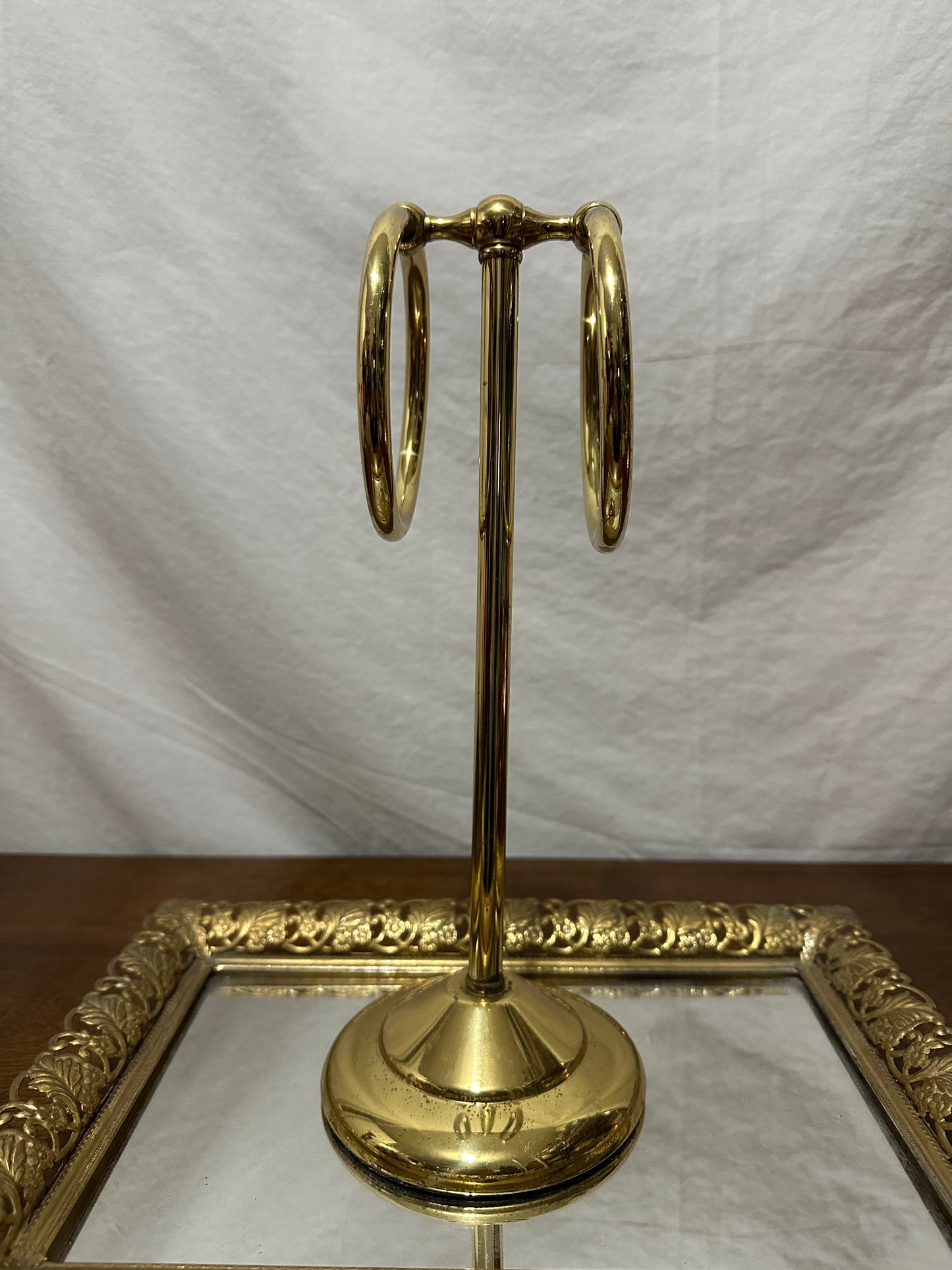 VINTAGE Brass Towel Holder Stand