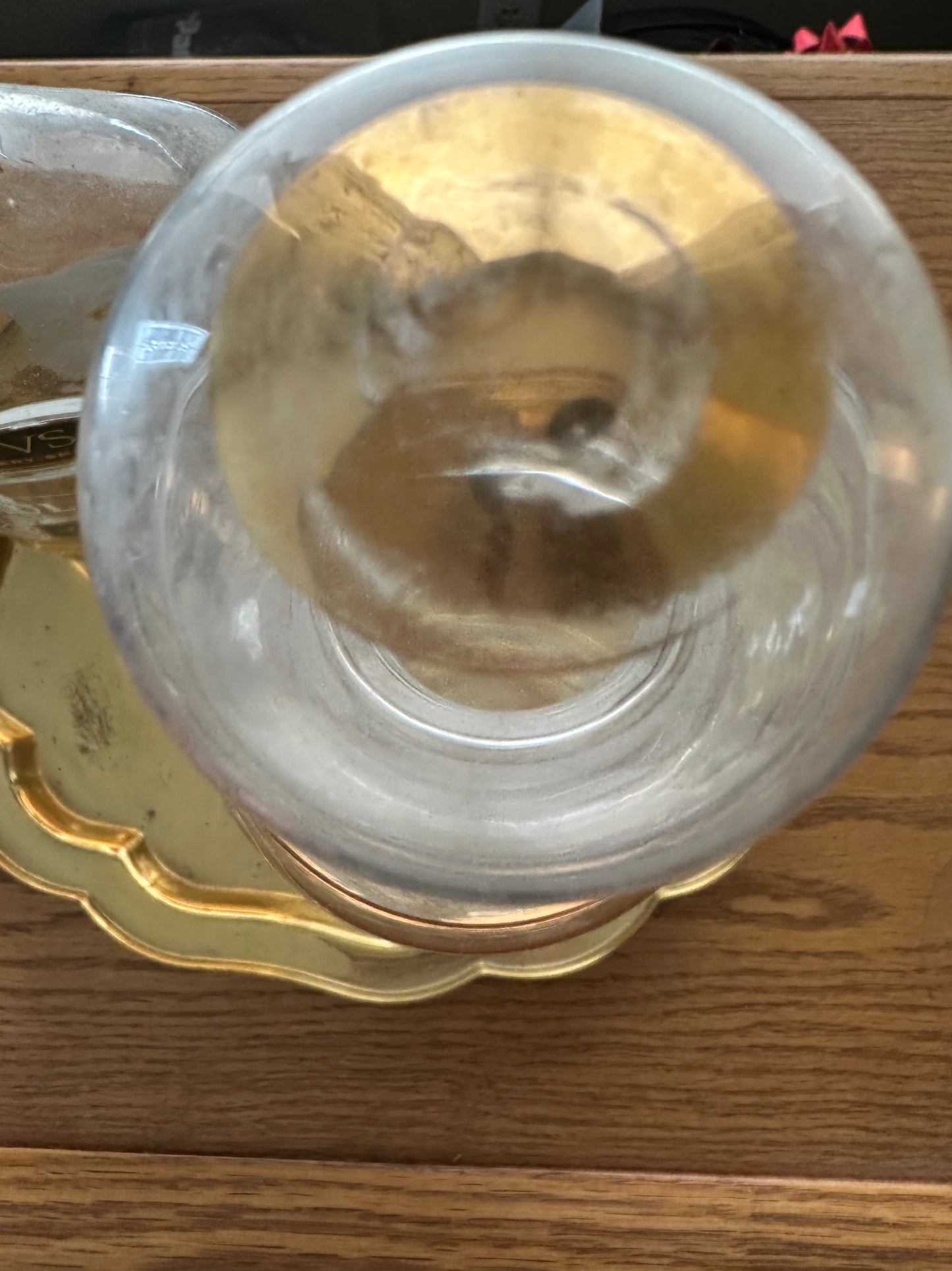 VINTAGE MCM Glass Decanter w/ Gold Stipes