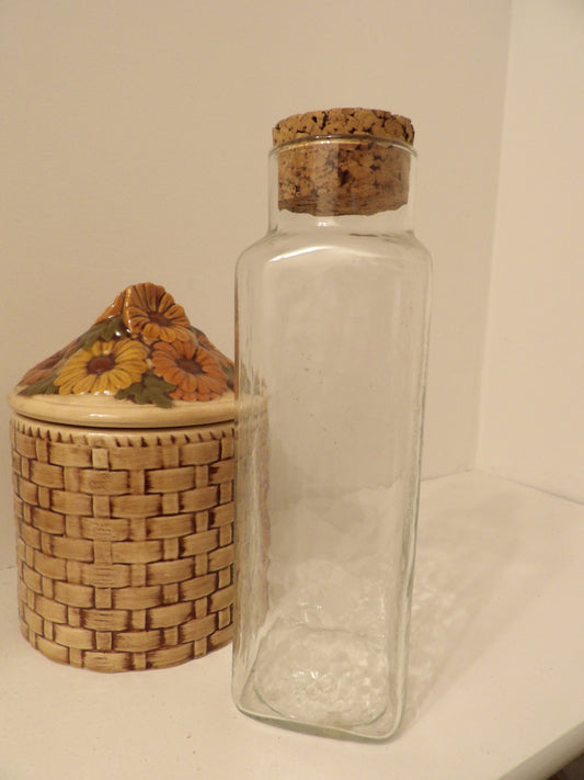 SQUARE Glass Apothecary Jar with Cork Lid