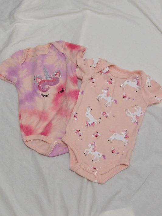 QUILTEX Bundle of 2 Unicorn Onesies | 6-9M