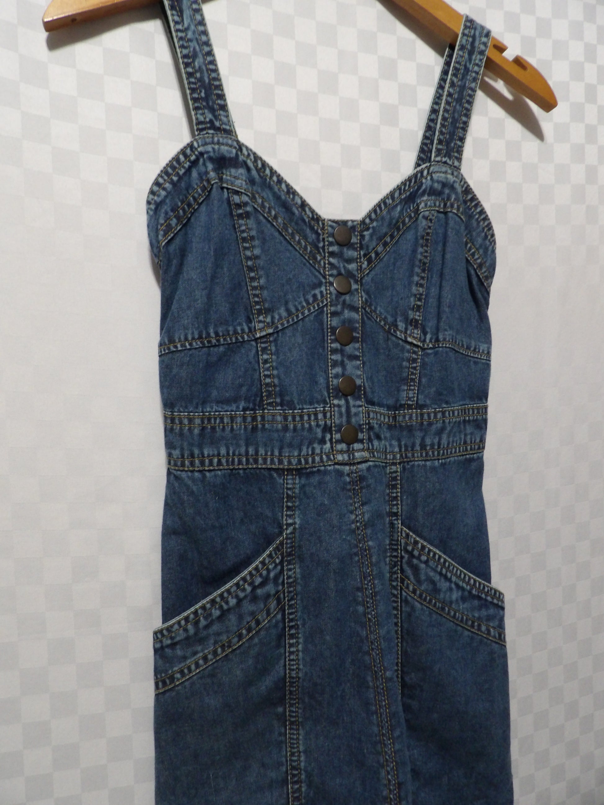 japna denim dress Japna Blue Denim Smocked Mini Dress