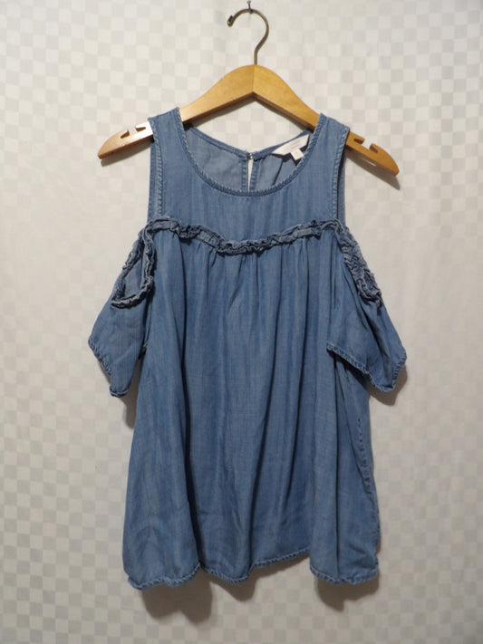 LAUREN CONRAD Denim Cold Shoulder Blouse | M