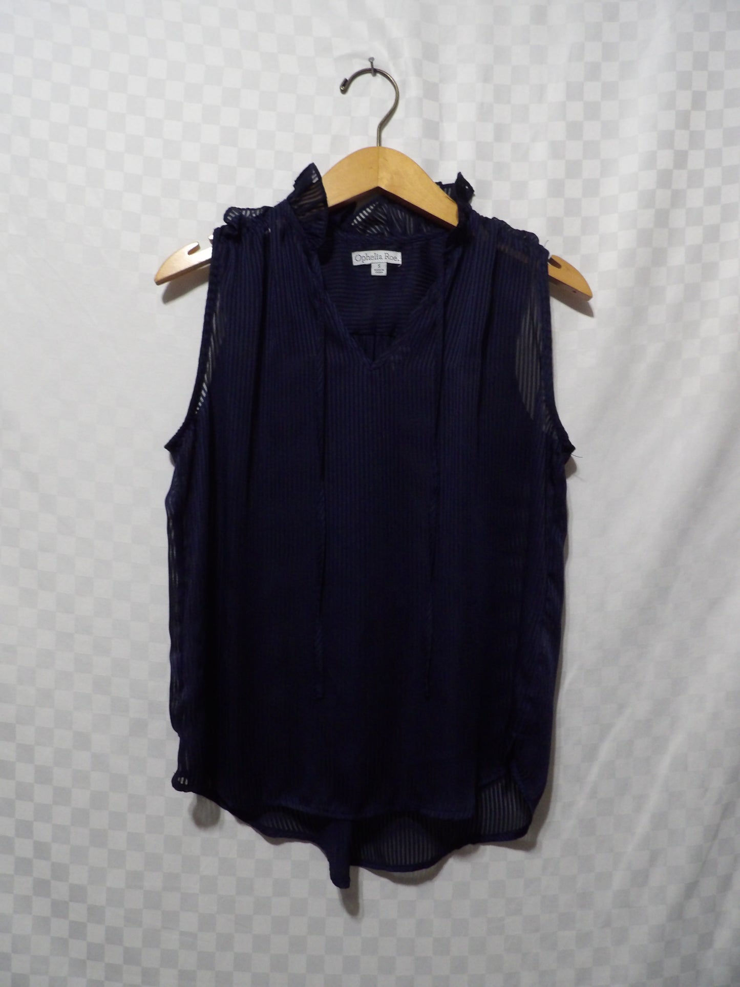 OPHELIA ROE Navy Blue Sheer Tank Top | S