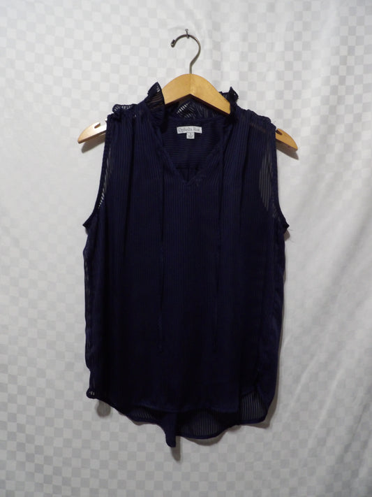 OPHELIA ROE Navy Blue Sheer Tank Top | S