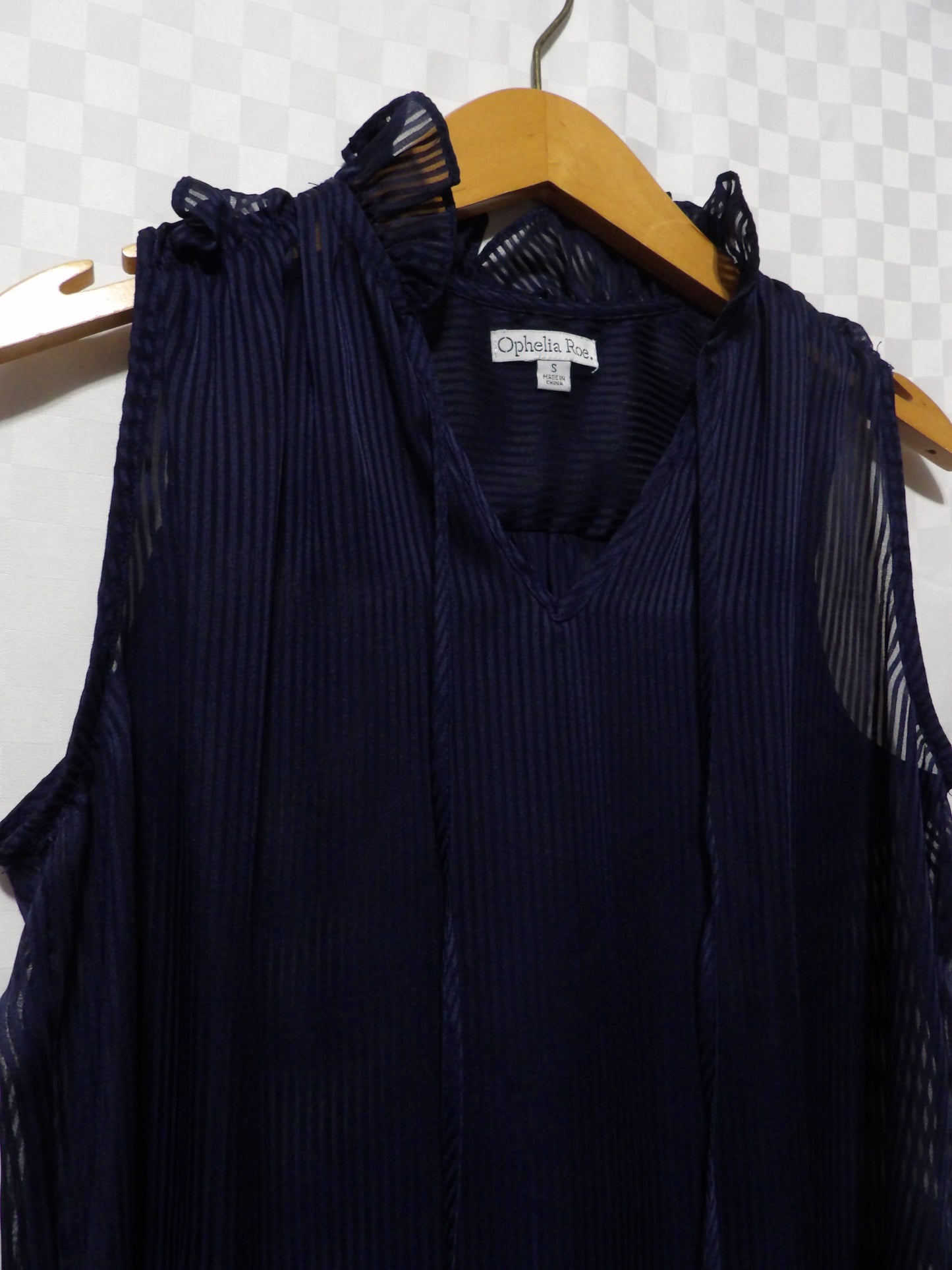 OPHELIA ROE Navy Blue Sheer Tank Top | S