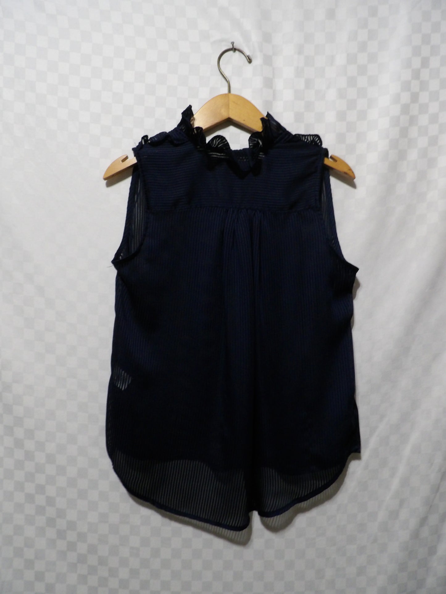 OPHELIA ROE Navy Blue Sheer Tank Top | S
