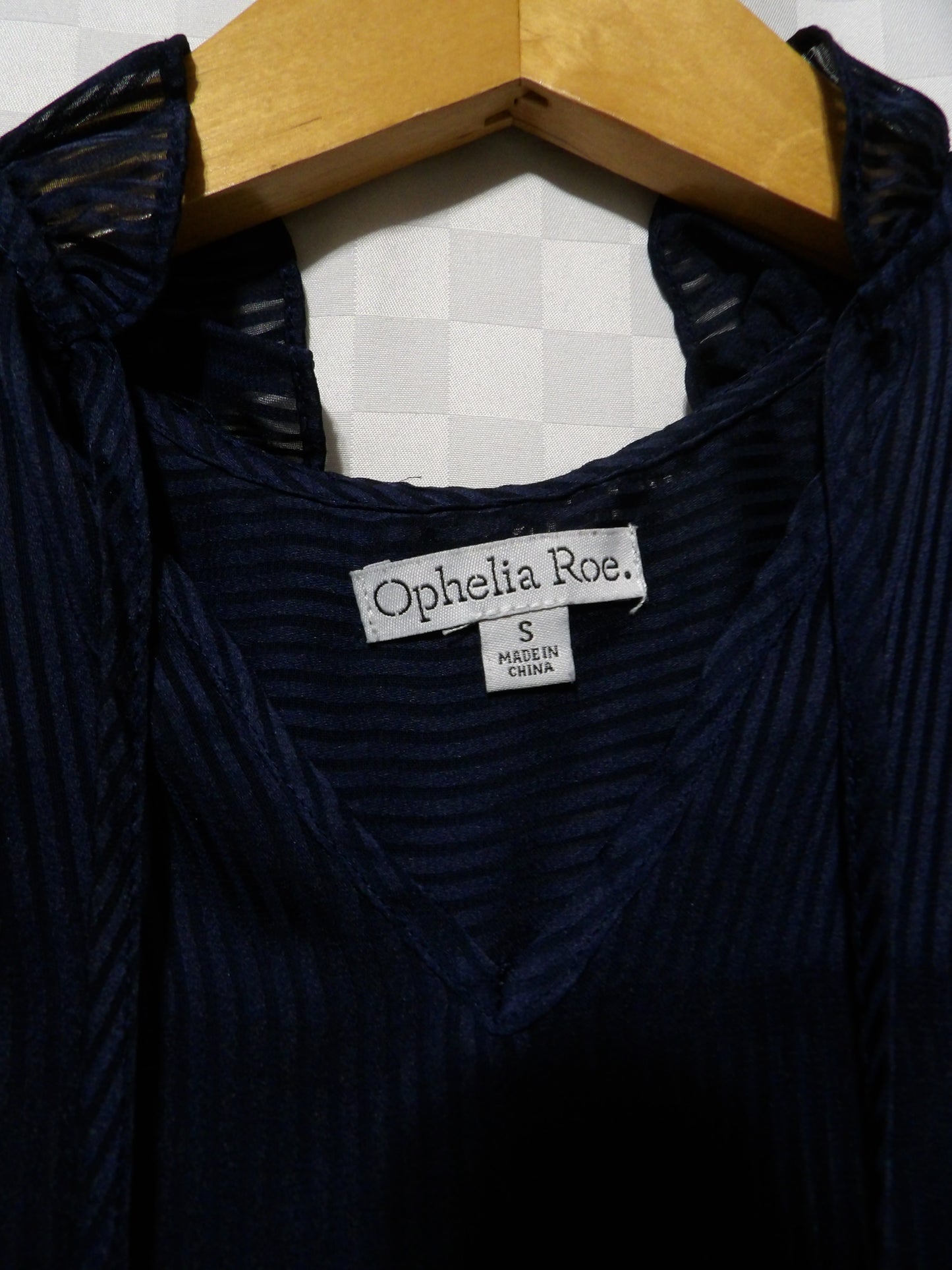 OPHELIA ROE Navy Blue Sheer Tank Top | S