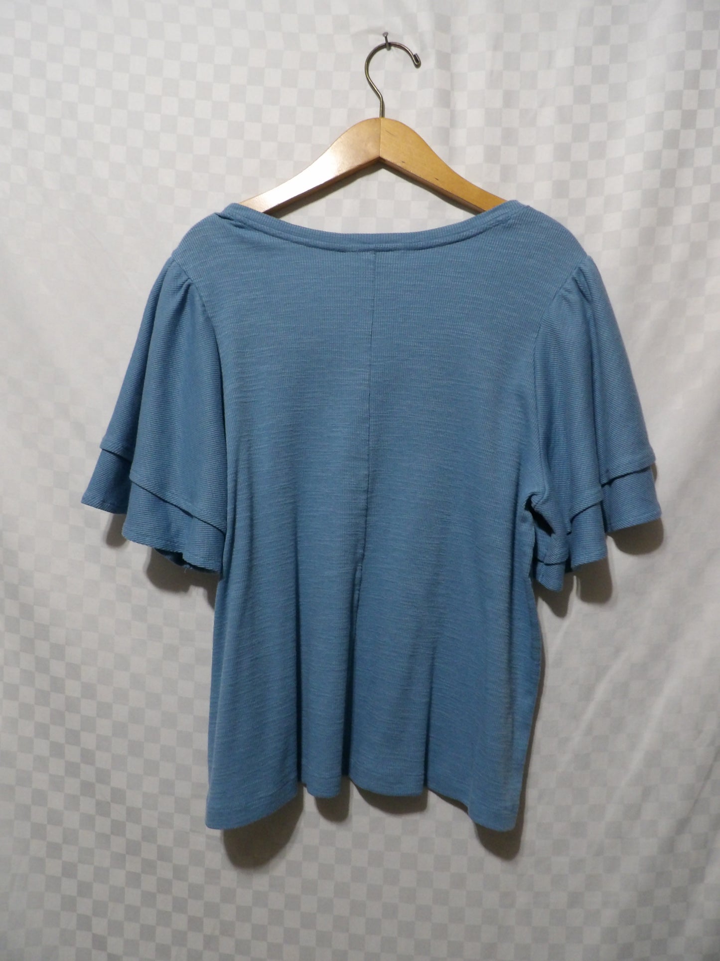 TERRA&SKY Ribbed Ruffly Sleeve Blouse | 1X