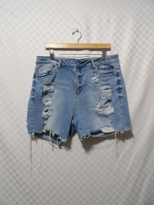 JUDY BLUE Distressed Denim Shorts | 3X