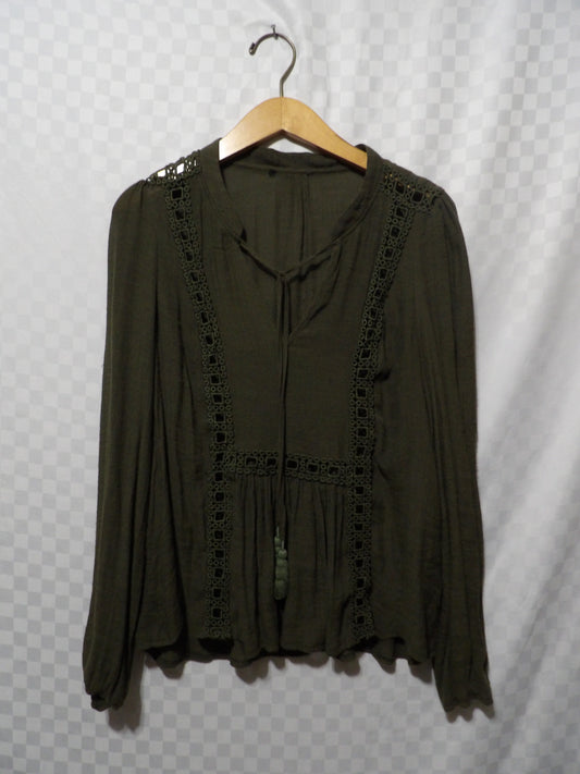 GREEN Peasant Top | M