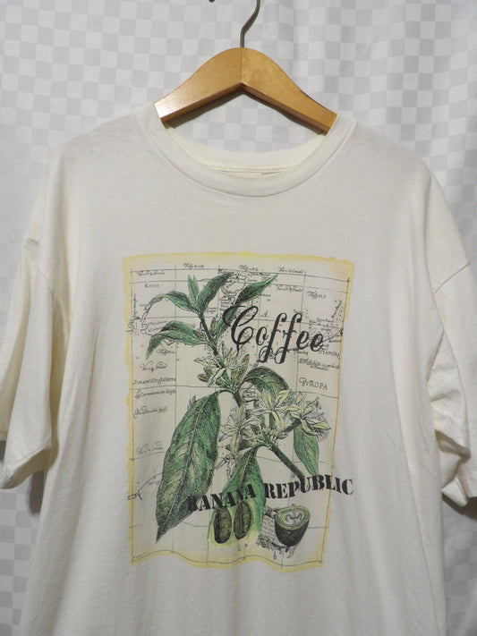 VINTAGE Banana Republic Botanical Coffee Graphic Tee | XL