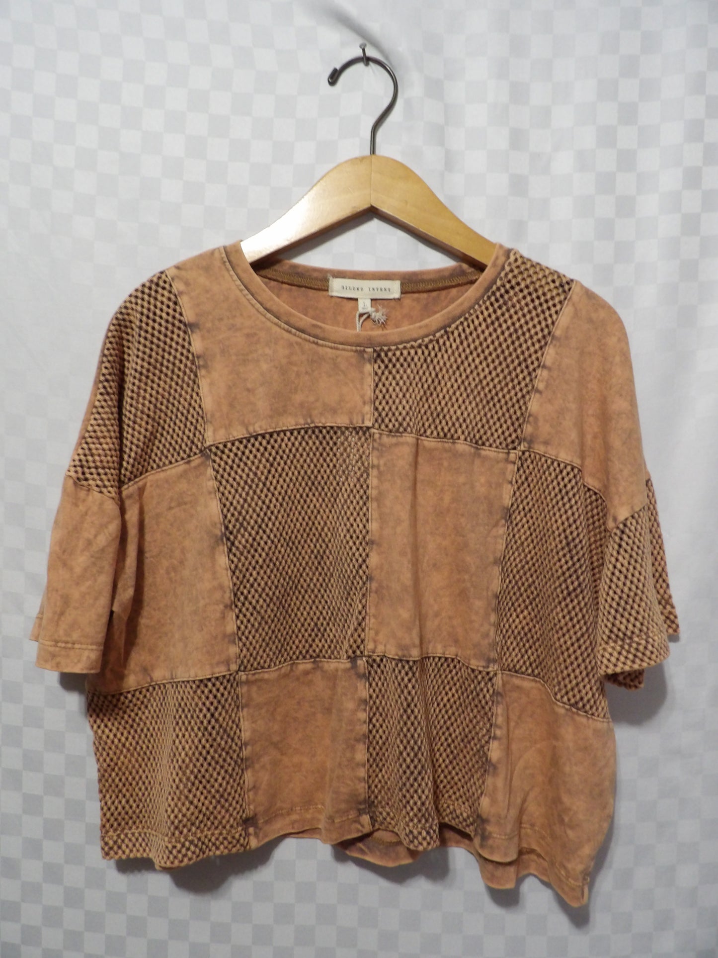 GILDED INTENT Checkered Boxy Crop Top NWT | L