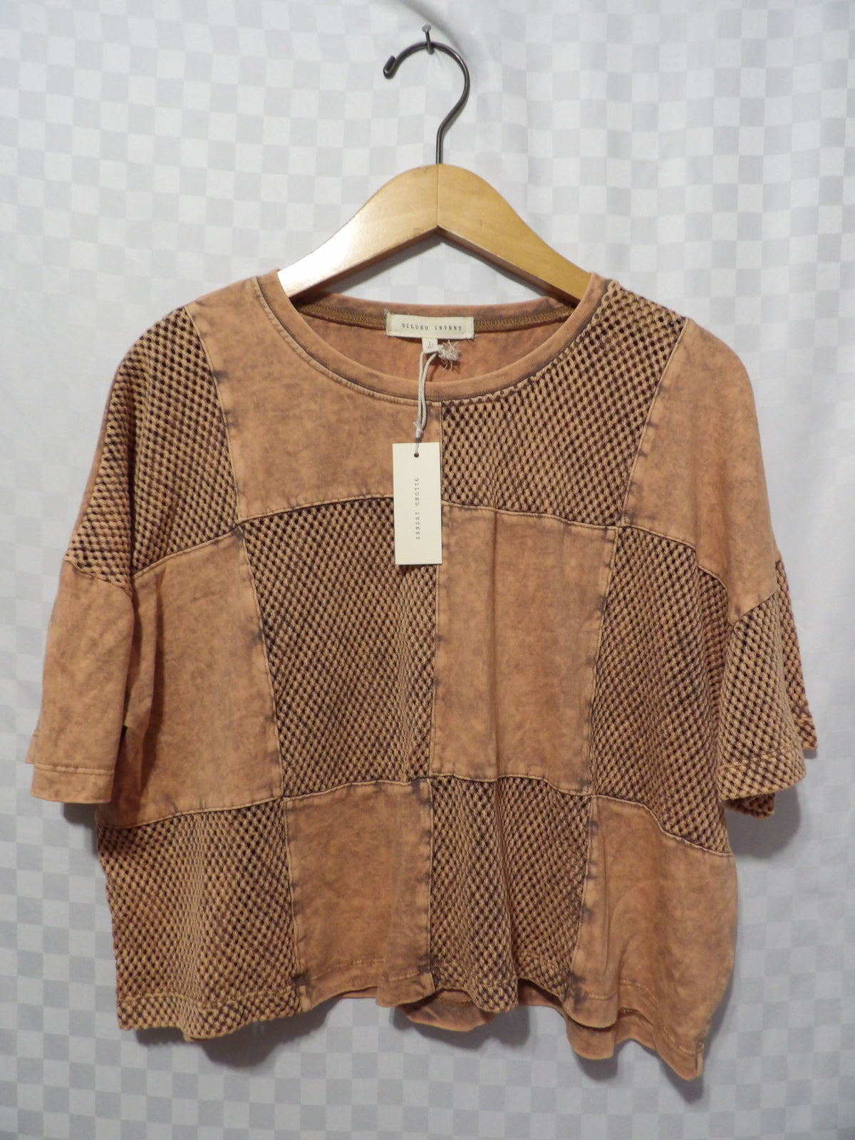 GILDED INTENT Checkered Boxy Crop Top NWT | L