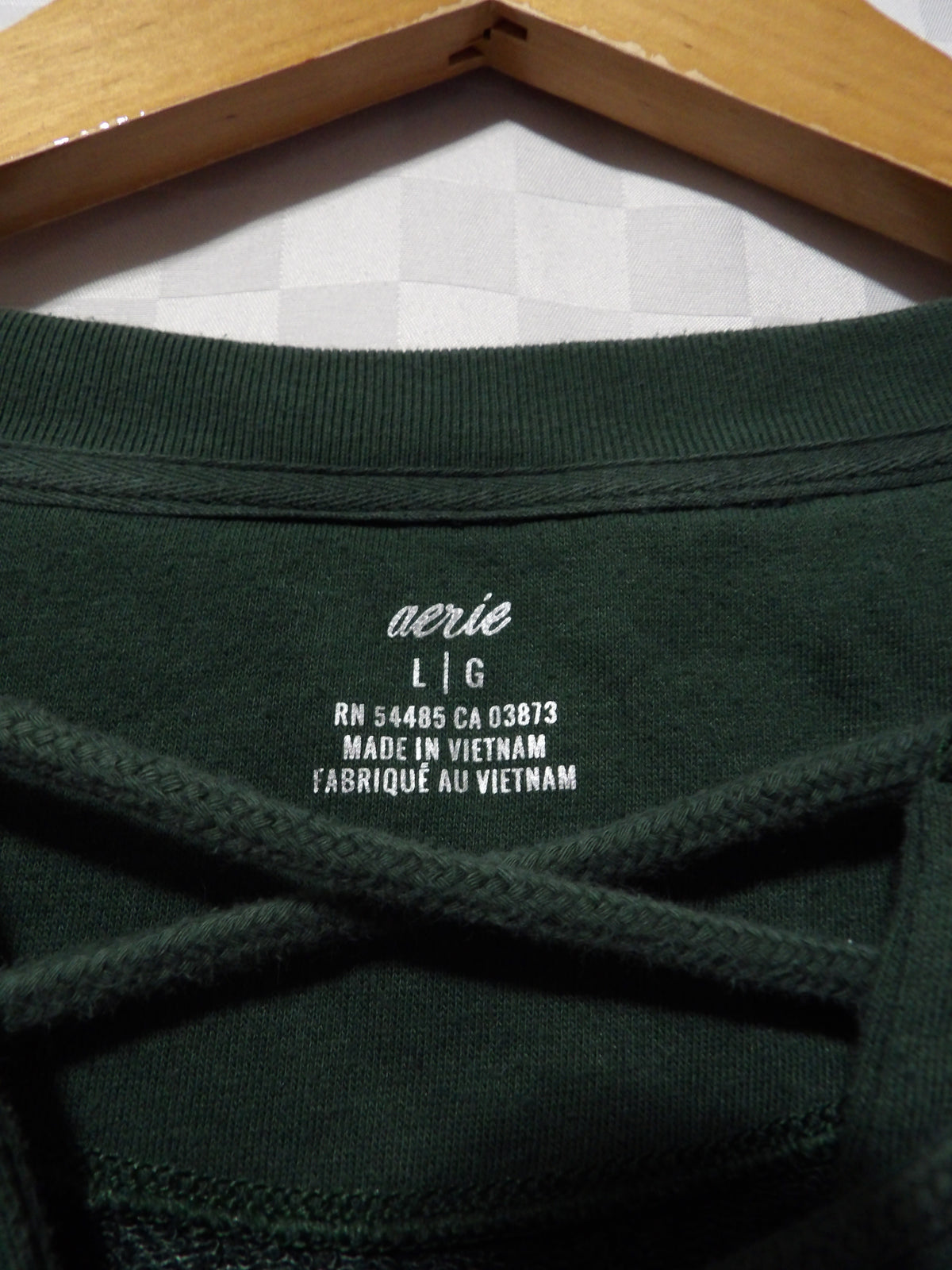 AERIE Green Lace Up Oversized Crewneck | L