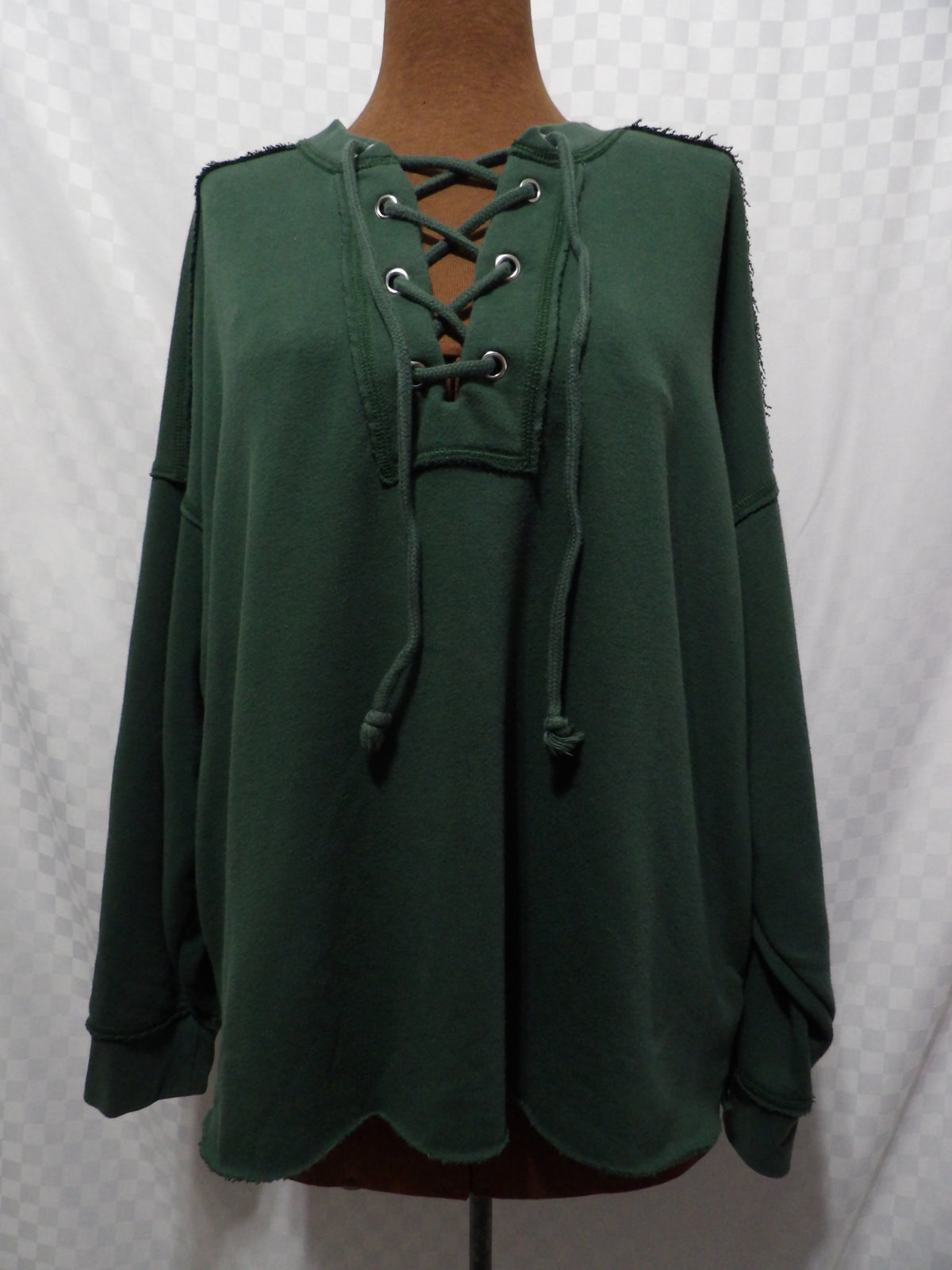 AERIE Green Lace Up Oversized Crewneck | L