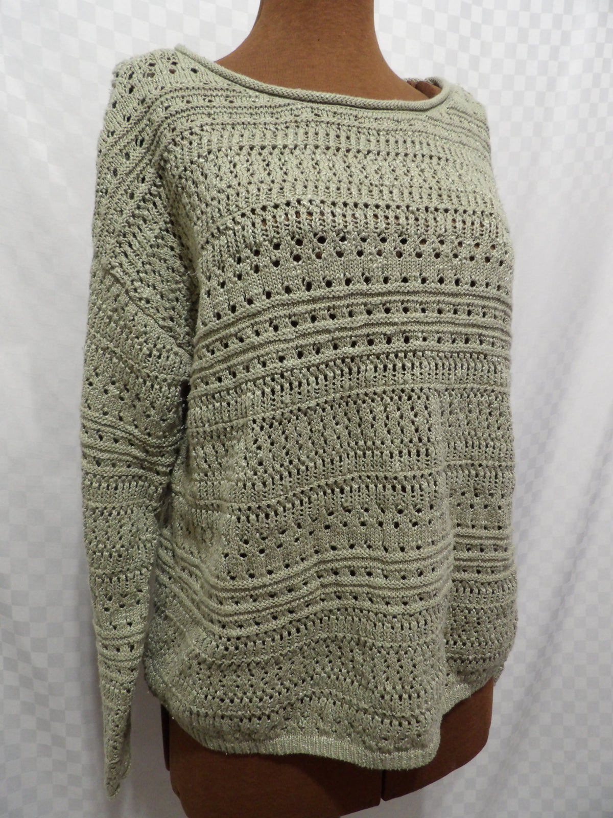 FRYE Drop Shoulder Pointelle Sweater | M