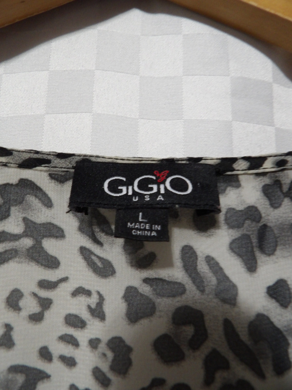 GIGIO Tiered Long Sleeve Leopard Print Dress | L