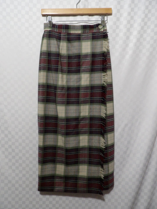 TALBOTS Vintage Wool Plaid Wrap Skirt | 4