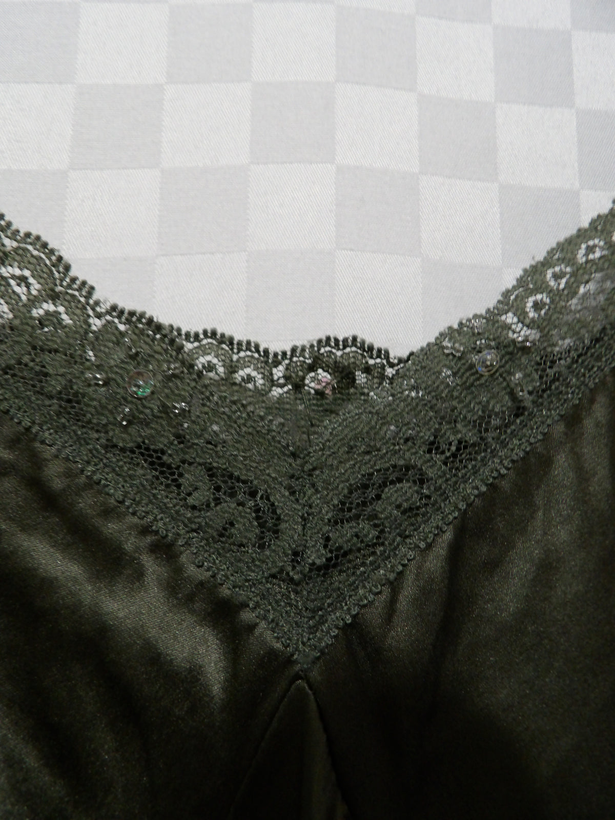 Y2K Olive Green Silk Camisole | S