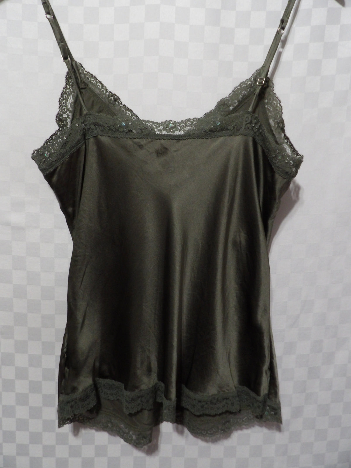 Y2K Olive Green Silk Camisole | S