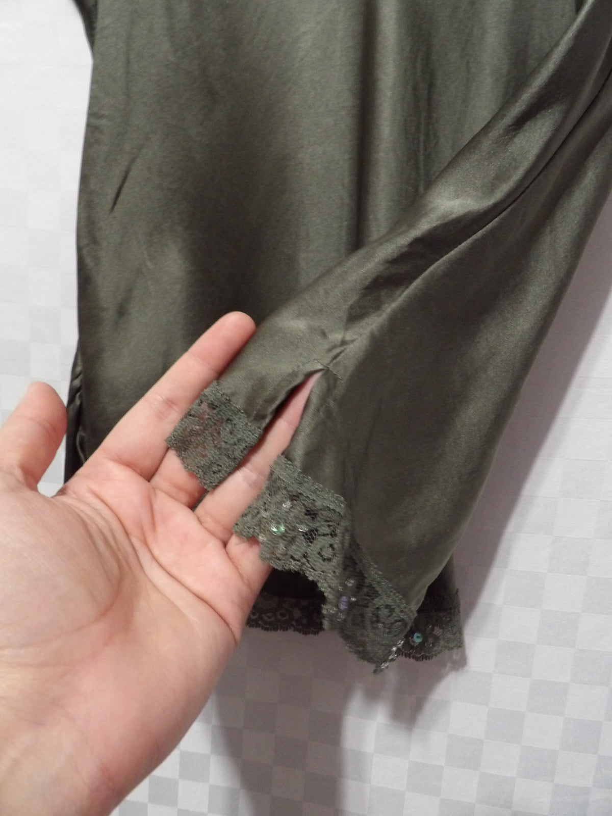 Y2K Olive Green Silk Camisole | S