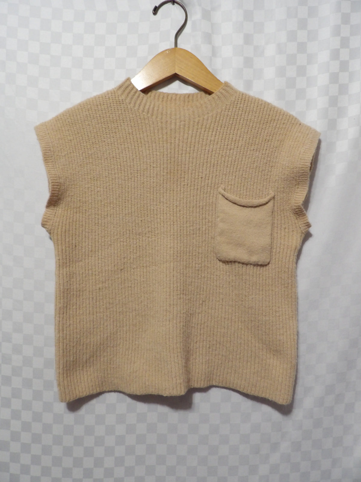 Tan Short Sleeve Sweater Vest | S