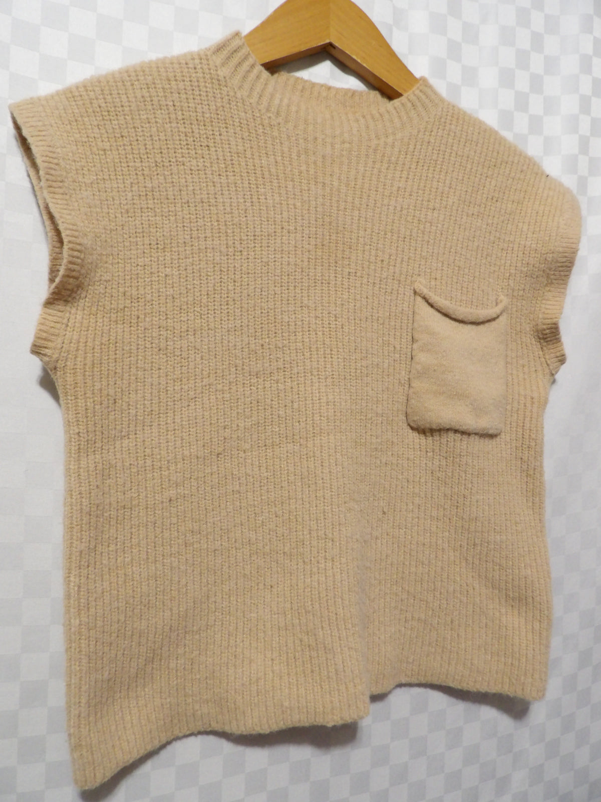 Tan Short Sleeve Sweater Vest | S