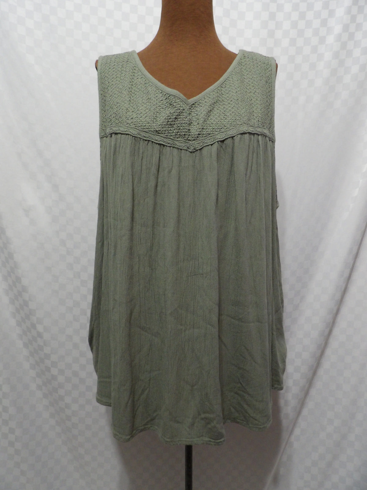 SONOMA Green Embroidered Flowy Tank Top | 2X