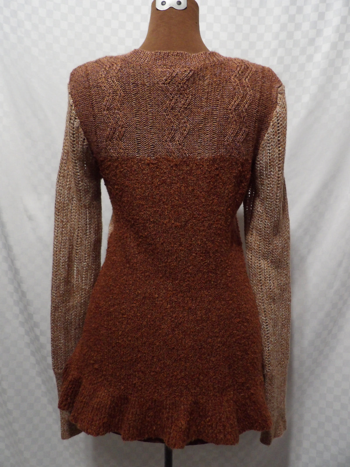 BKE Asymmetric Mixed-Knit Patchwork Sweater | L