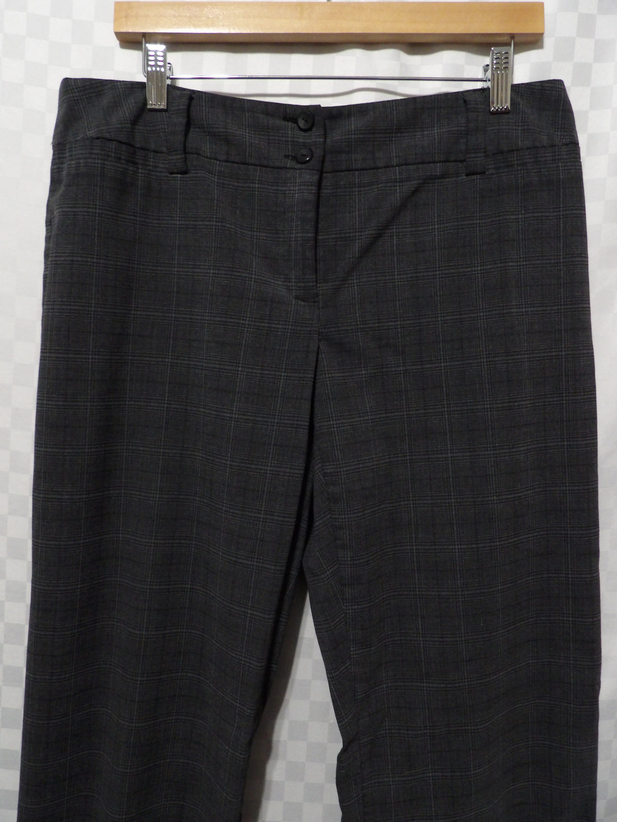 AB STUDIO Vintage Dark Gray Plaid Pants | 10