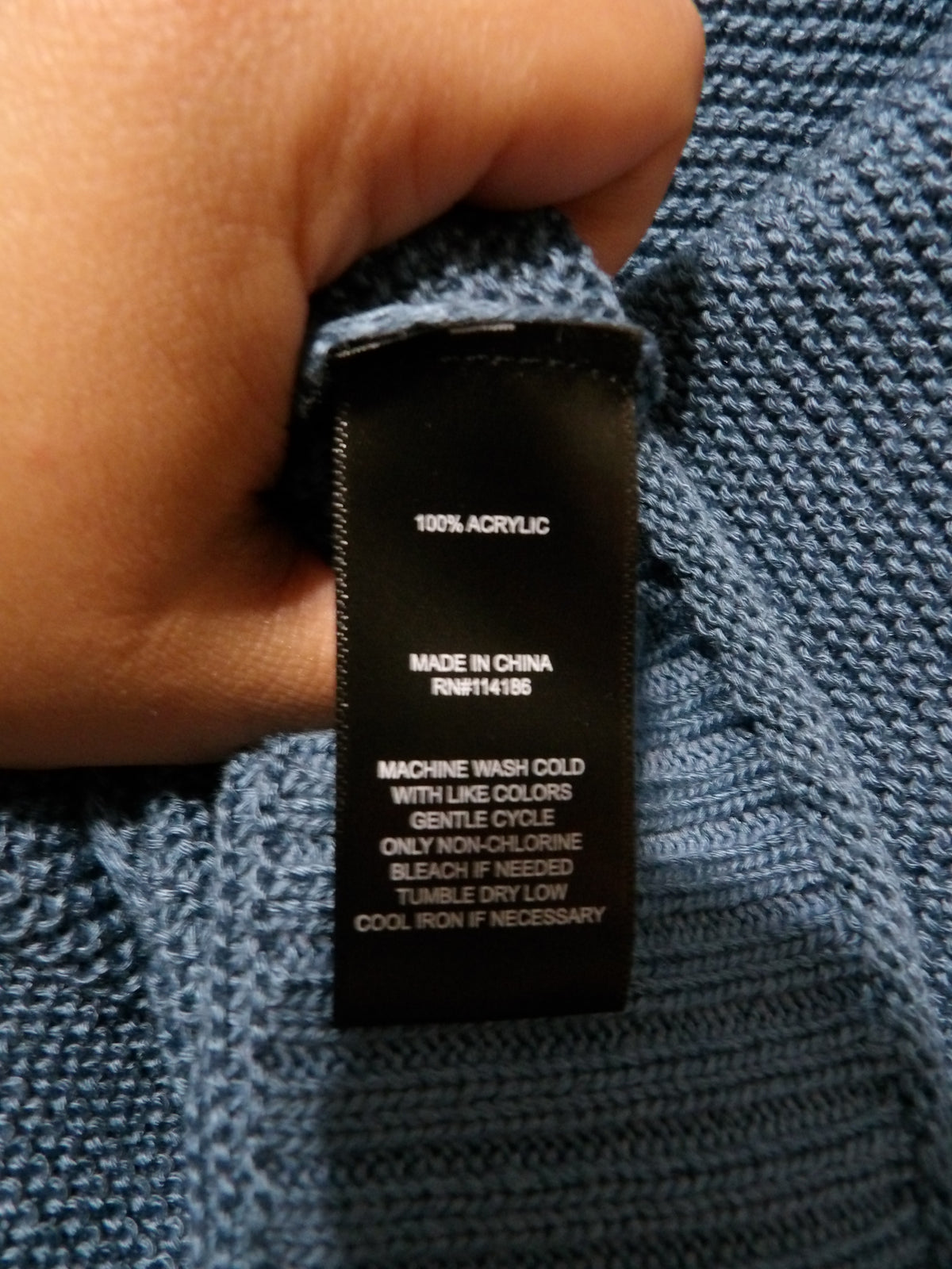 FRYE Drop Shoulder Taped Yarn Blue Sweater | L